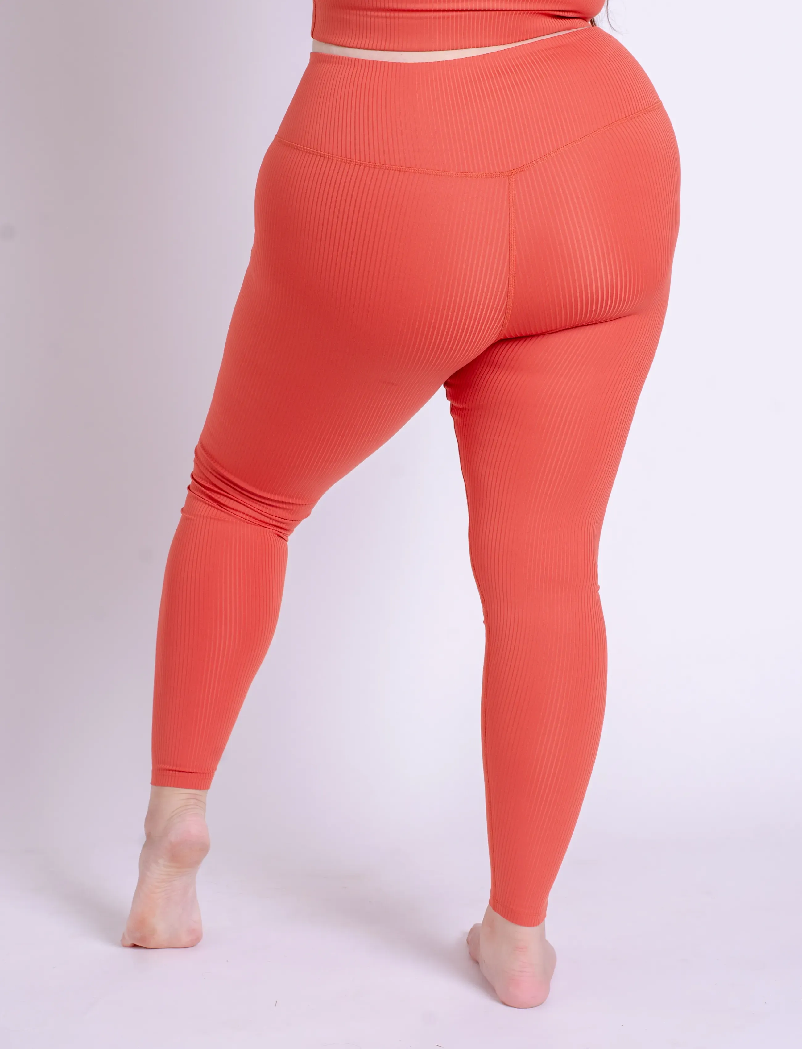 Girlfriend Collective - Rib High-Rise Legging, Long - fuld længde - red clay - 2