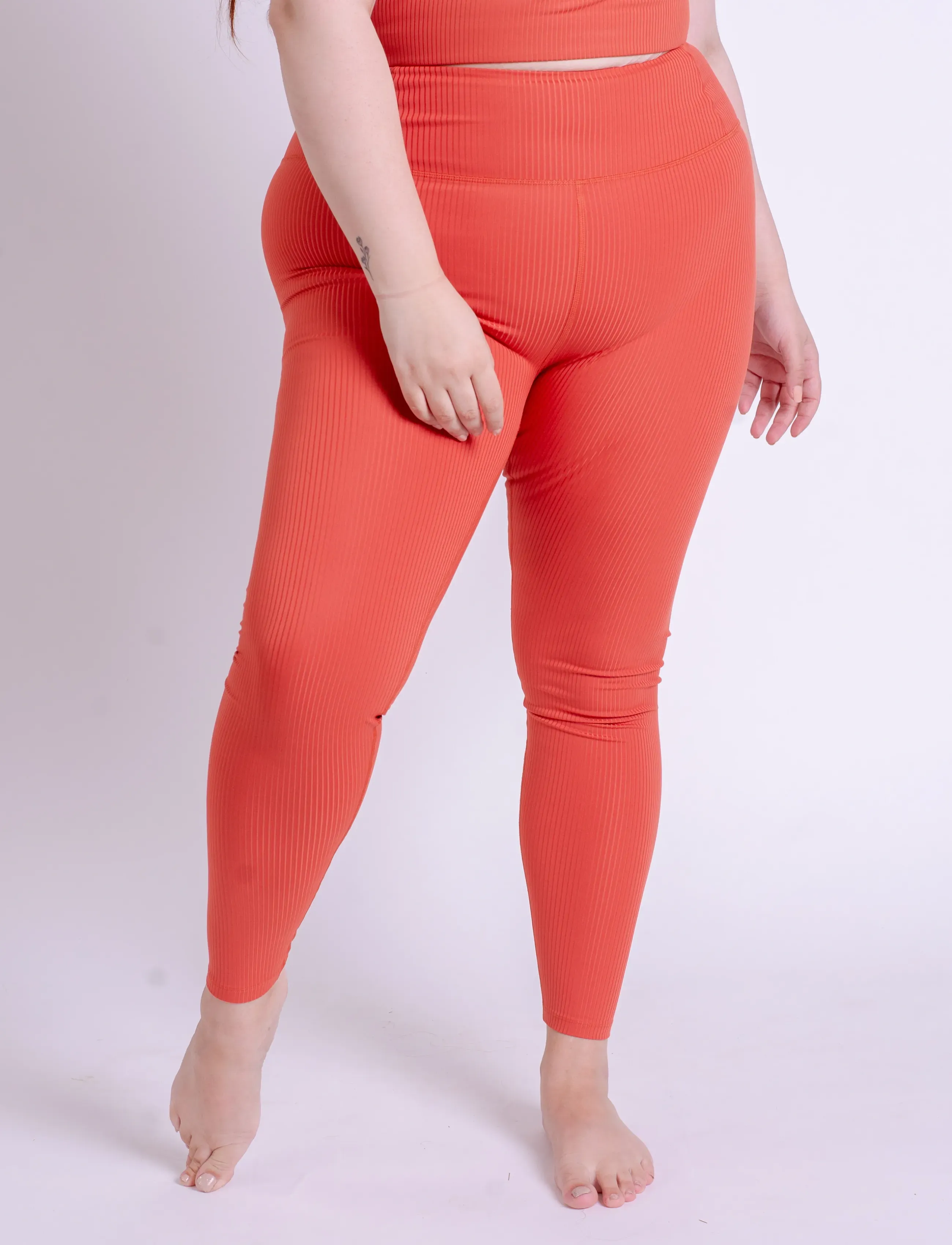 Girlfriend Collective - Rib High-Rise Legging, Long - fuld længde - red clay - 3