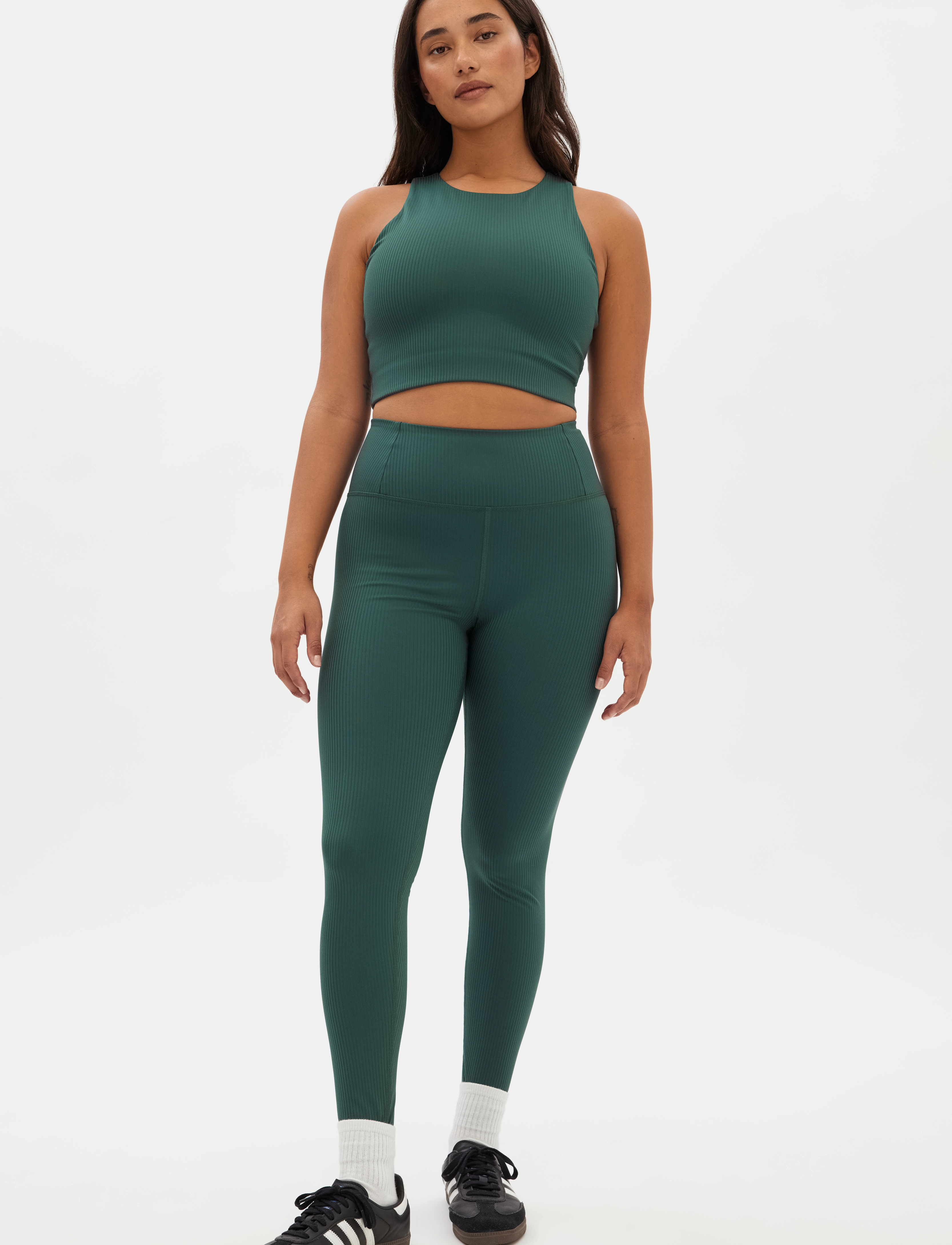 Girlfriend Collective - Rib High-Rise Legging, 7/8 - 7/8 længde - moss - 4
