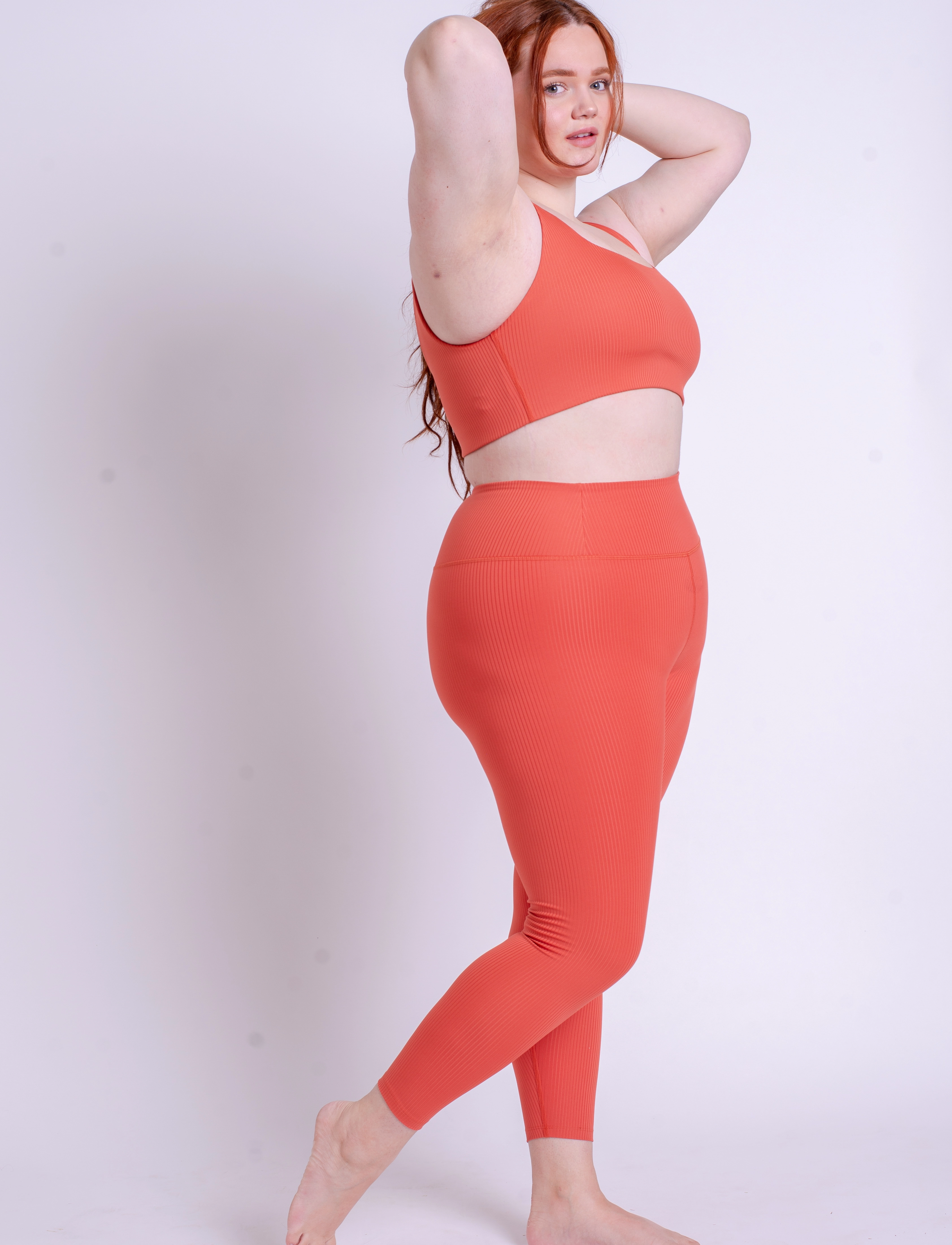Girlfriend Collective - Rib High-Rise Legging, 7/8 - 7/8 længde - red clay - 4