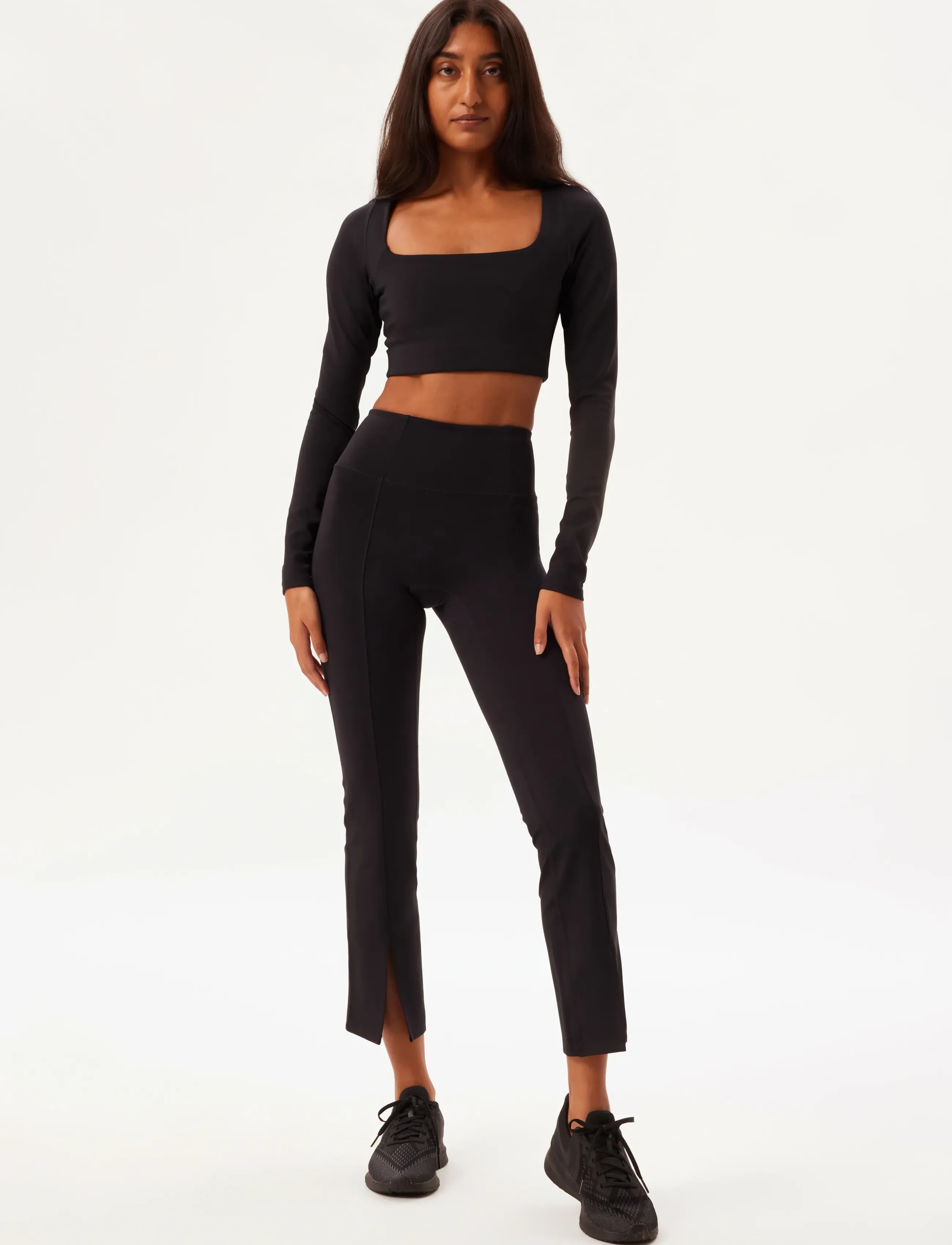 Girlfriend Collective - Luxe Split Hem Legging - fuld længde - black - 4