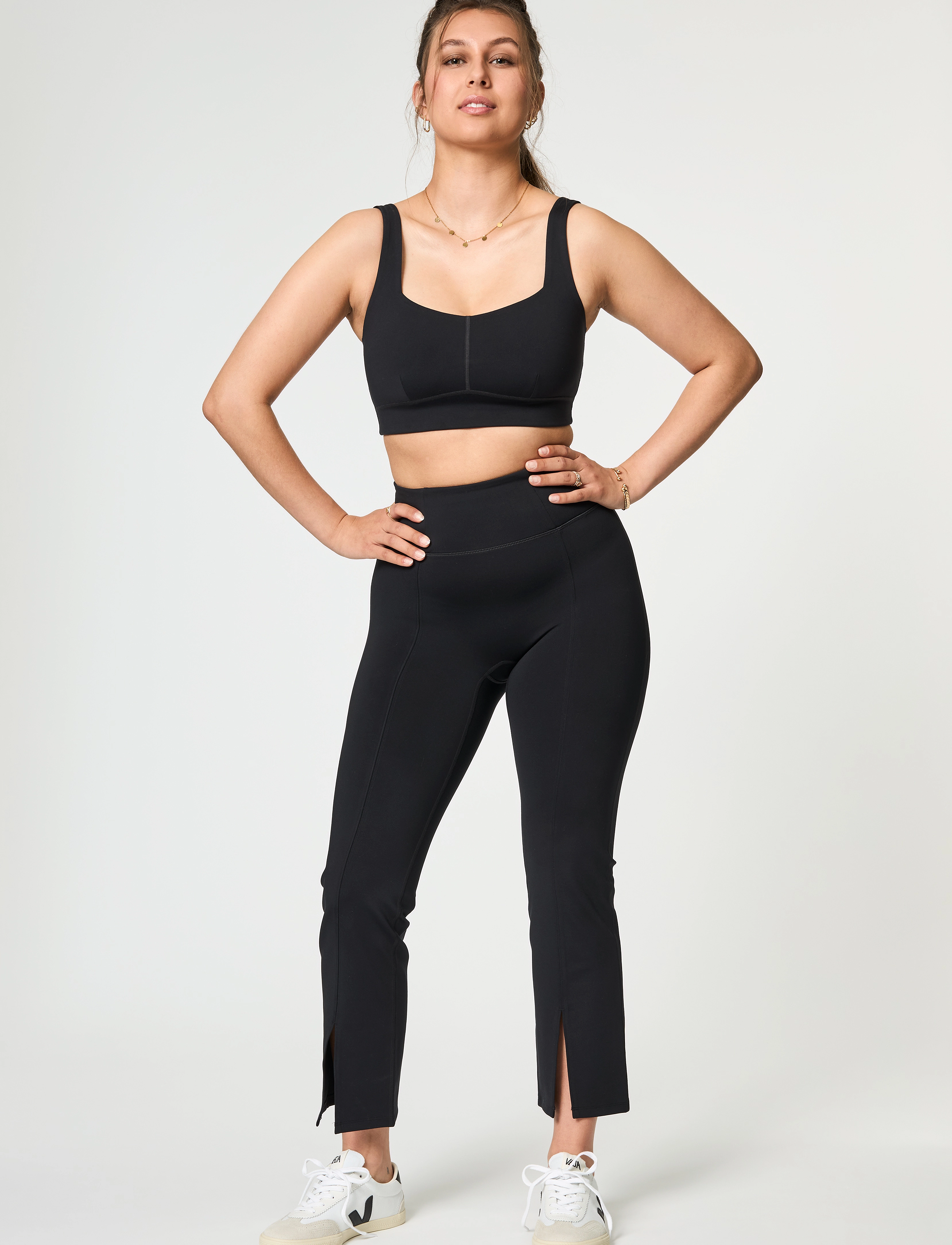 Girlfriend Collective - Luxe Split Hem Legging - fuld længde - black an - 4