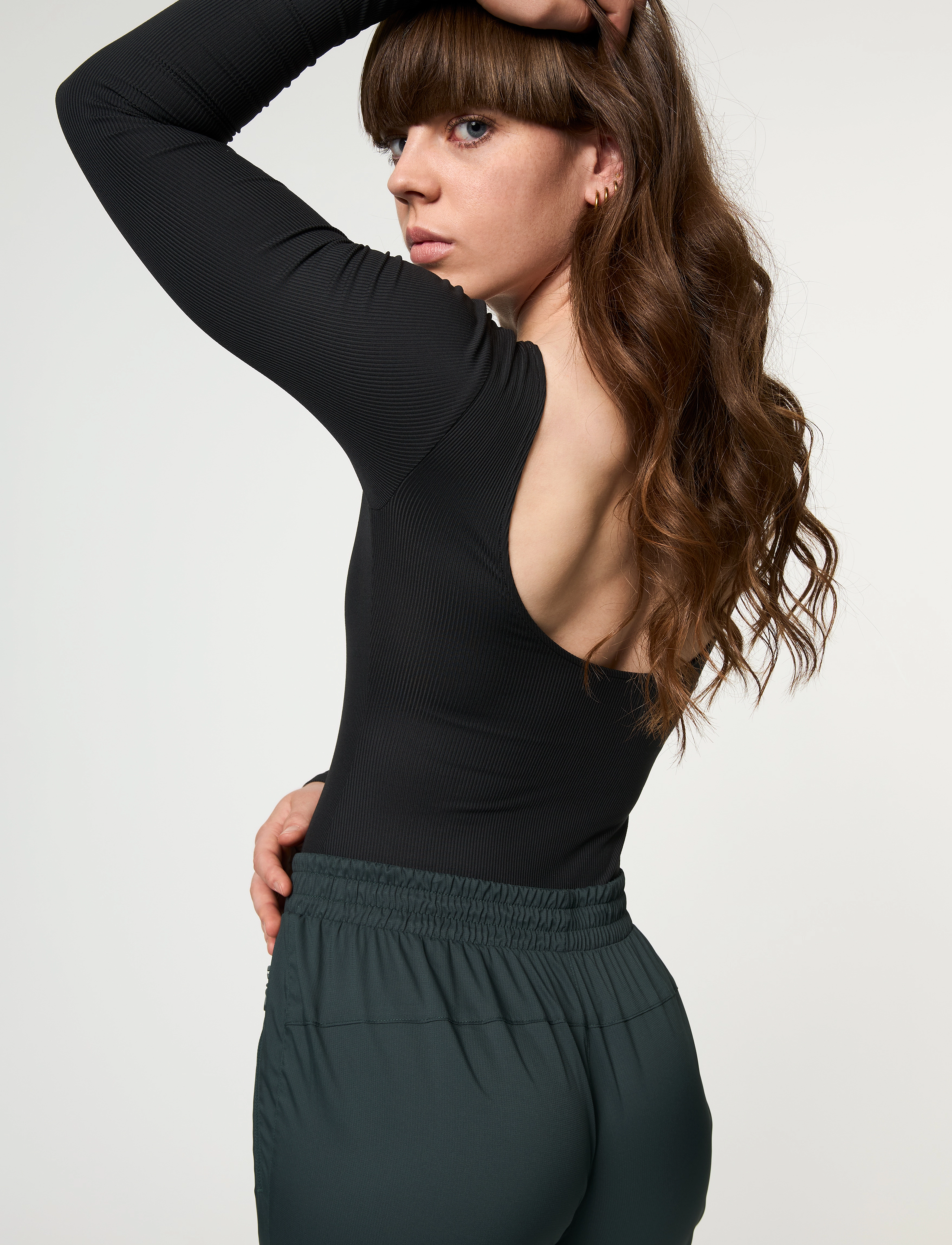 Girlfriend Collective - Ava Scoop Back Bodysuit, Thong - sportstoppe - black - 3