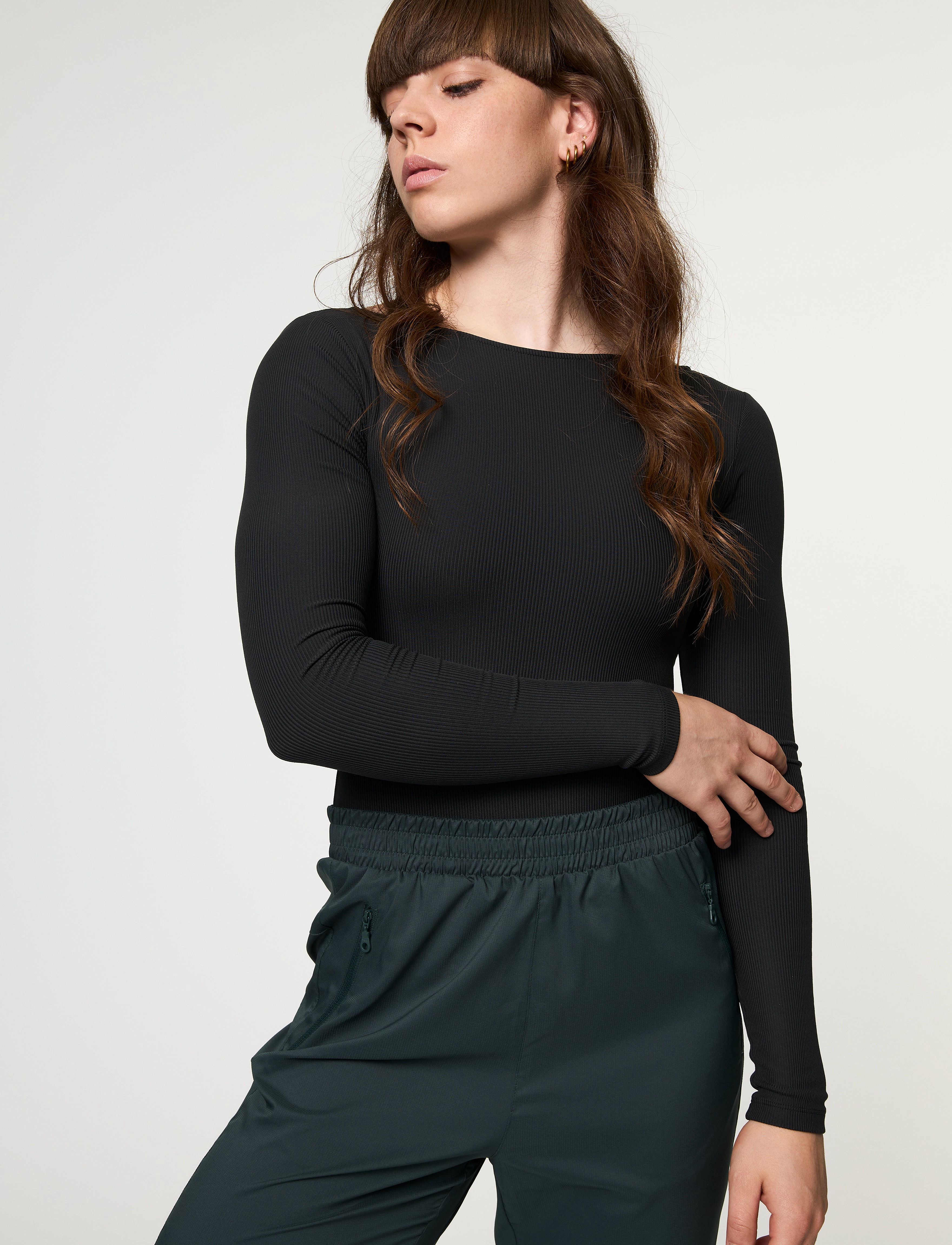 Girlfriend Collective - Ava Scoop Back Bodysuit, Thong - sportstoppe - black - 4