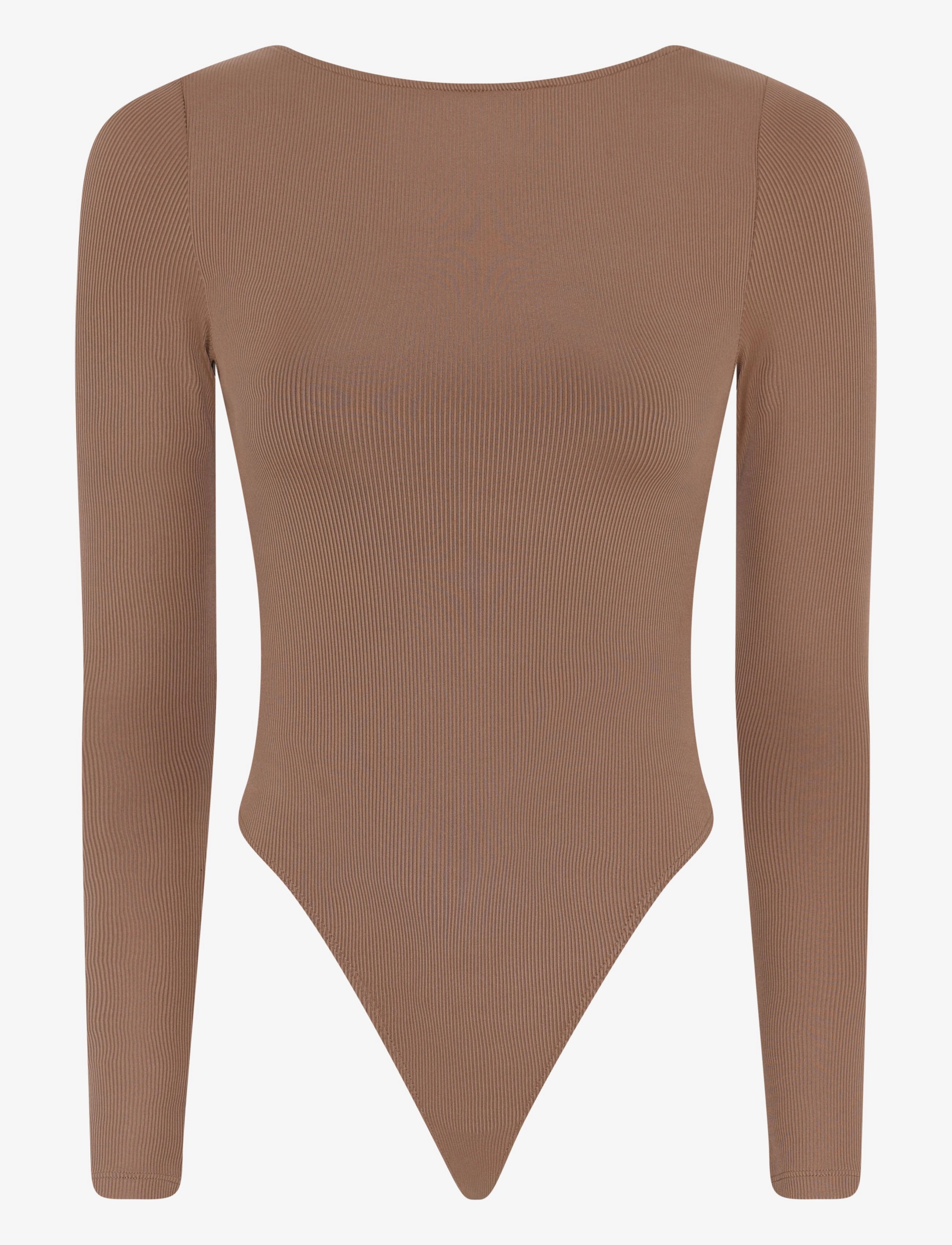GIRLFRIEND COLLECTIVE Ava Scoop Back Bodysuit, Stringtanga Braun - M - Damen