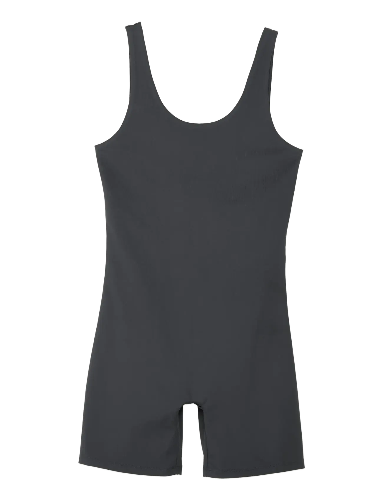 Girlfriend Collective Bike Unitard, Scoop Neck - Fitness - MOON / grey