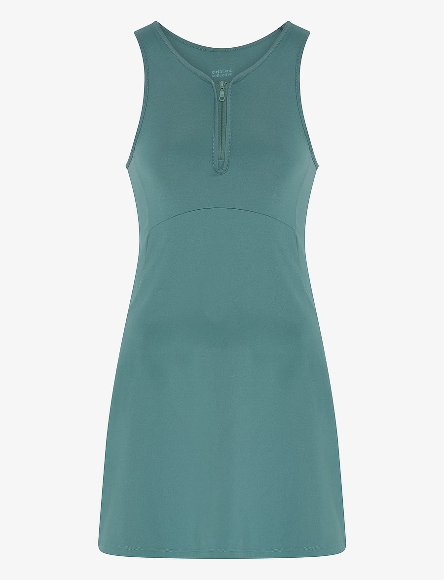 Girlfriend Collective - Dylan Tank Dress, Zip Front - sportiska stila kleitas - blue spruce - 1