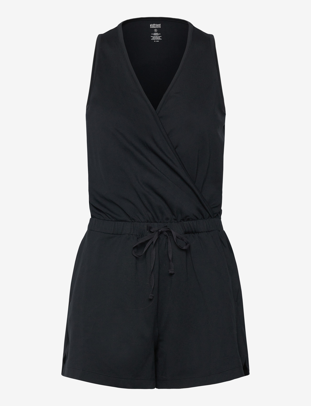 Girlfriend Collective - Reset Wrap Romper, One Piece - sportstoppe - black - 0