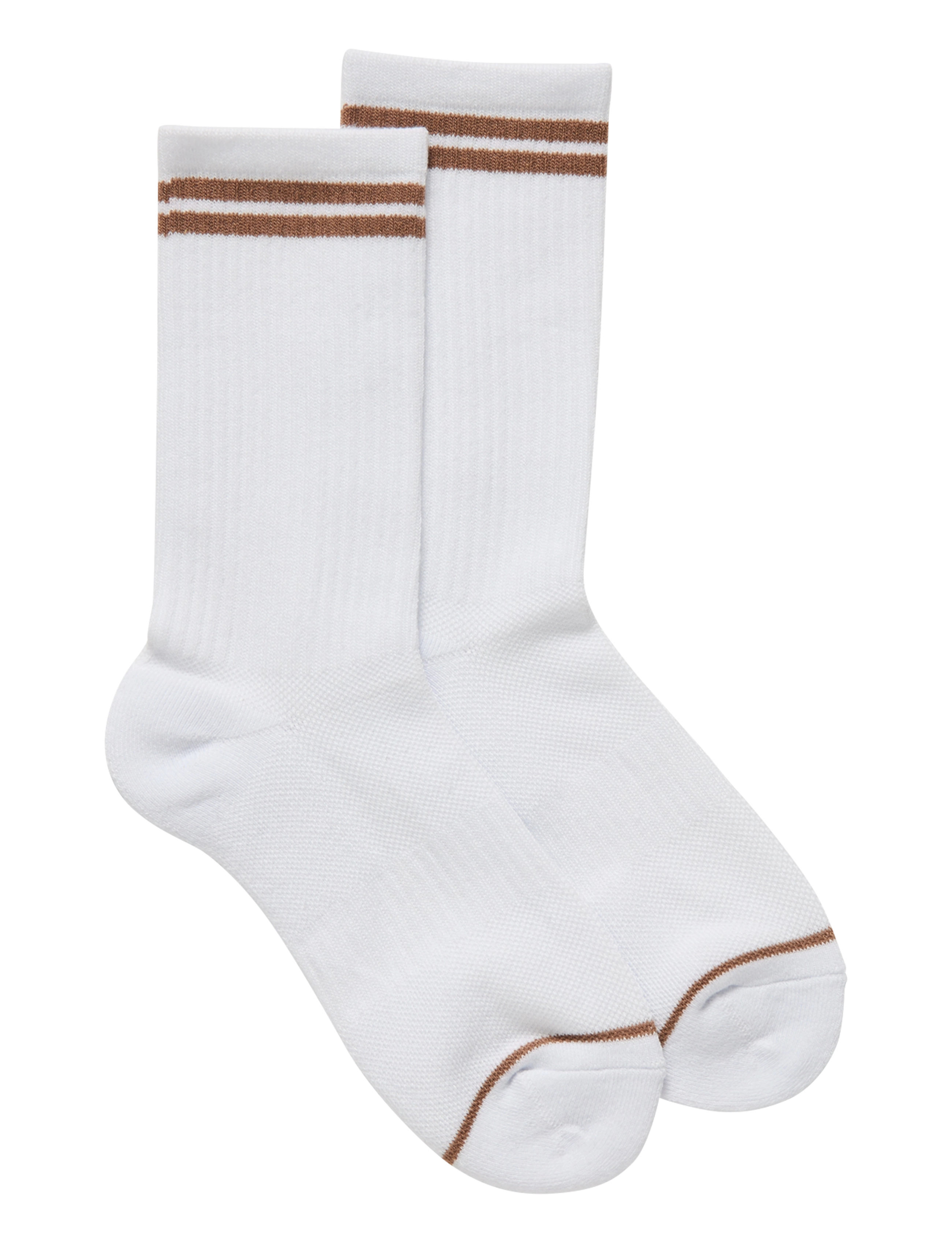 Girlfriend Collective Crew Sock, Striped - Strømper - BROWNIE / white
