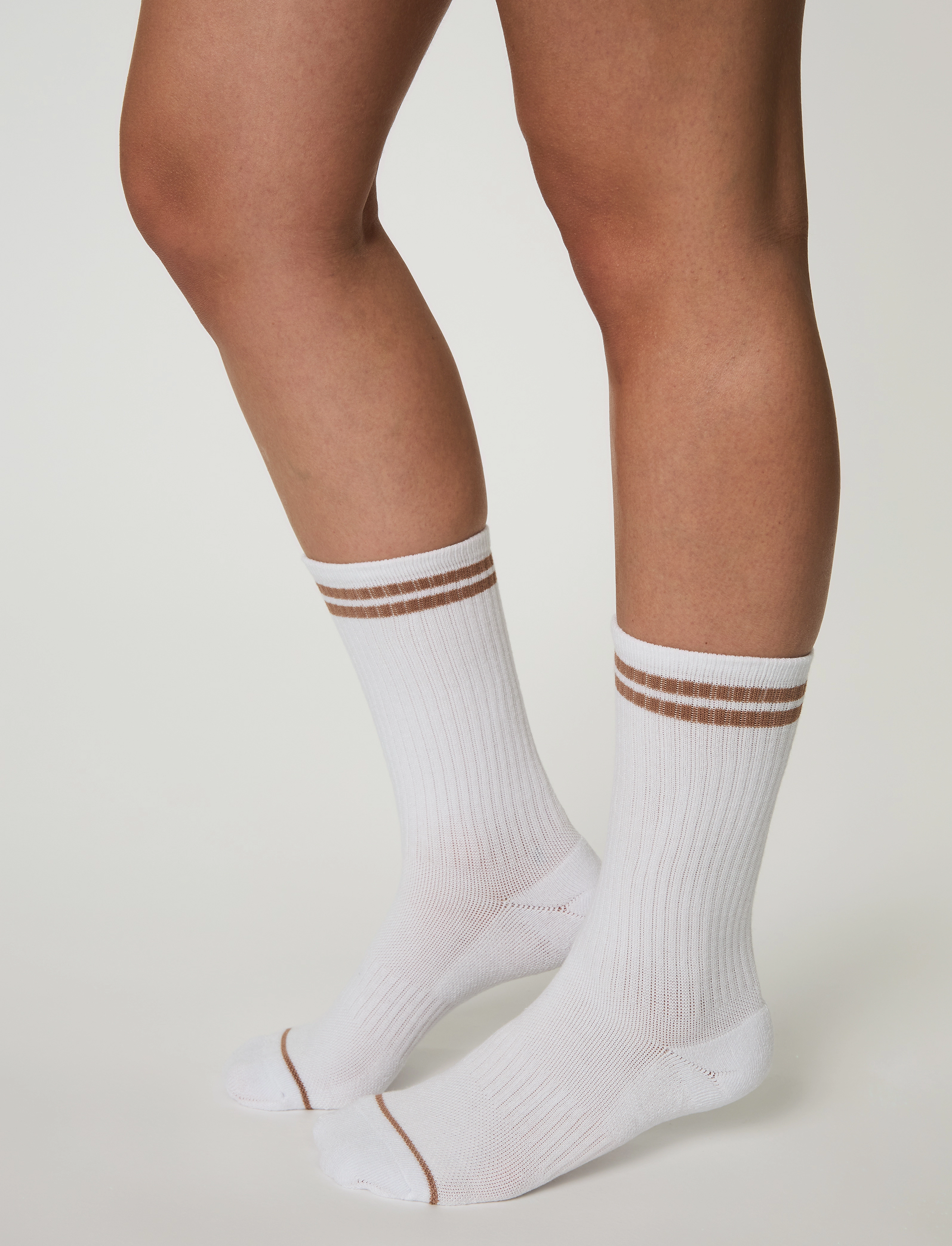 Girlfriend Collective - Crew Sock, Striped - brownie - 2