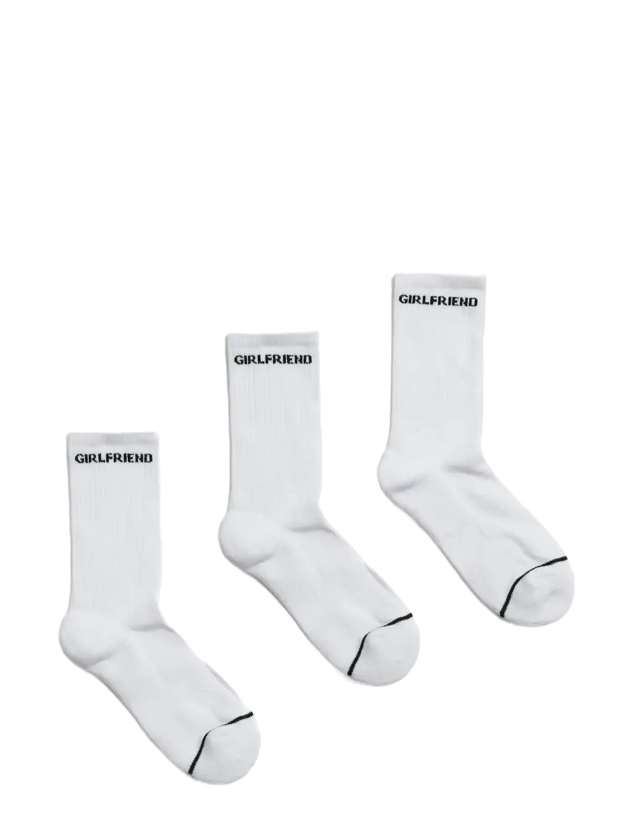 Girlfriend Collective 3-Pack Girlfriend Crew Sock - Girlfriend Collective - BRIGHT WHITE W BLACK LOGO / white