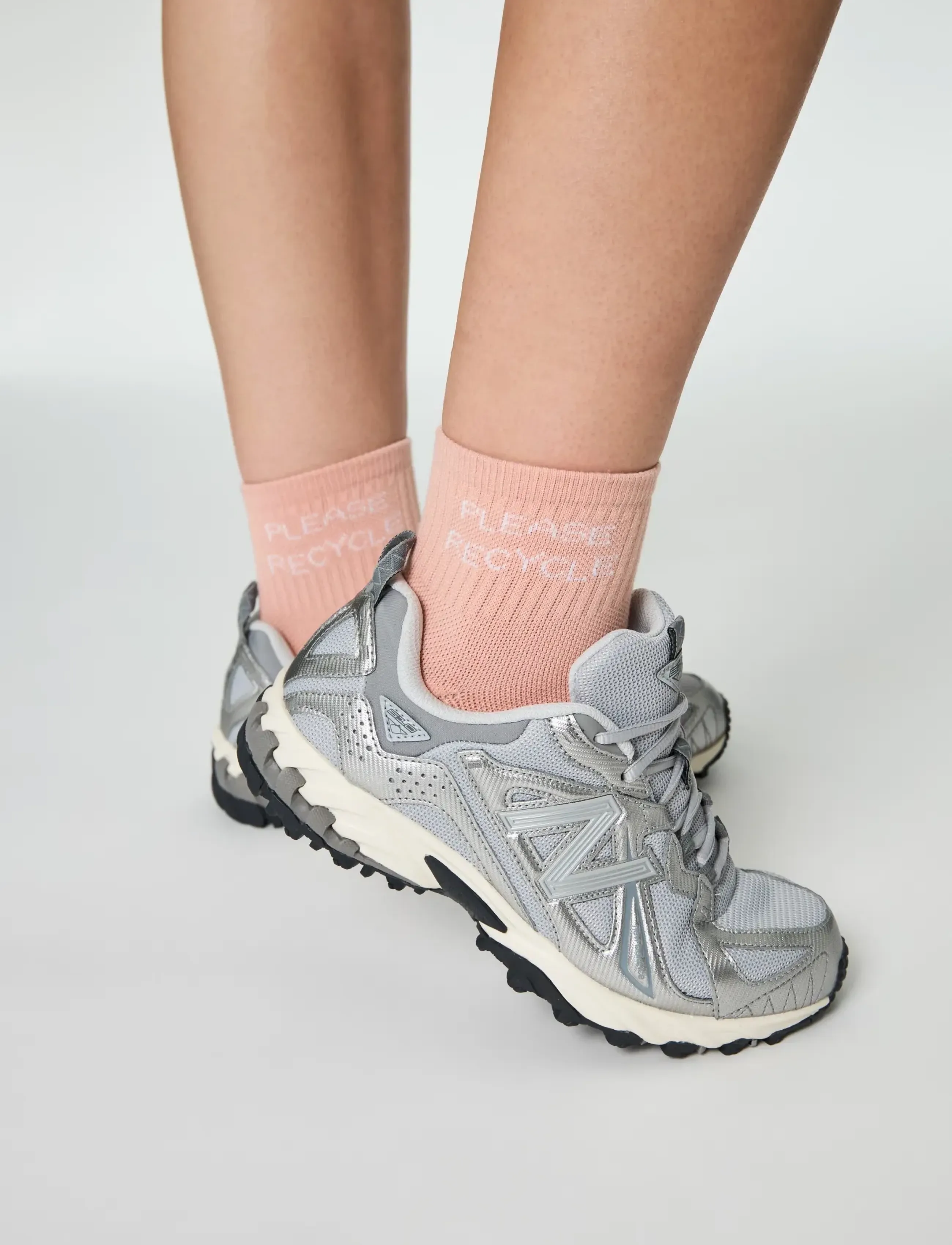 Girlfriend Collective - Please Recycle Quarter Crew Sock - laveste priser - misty rose - 2