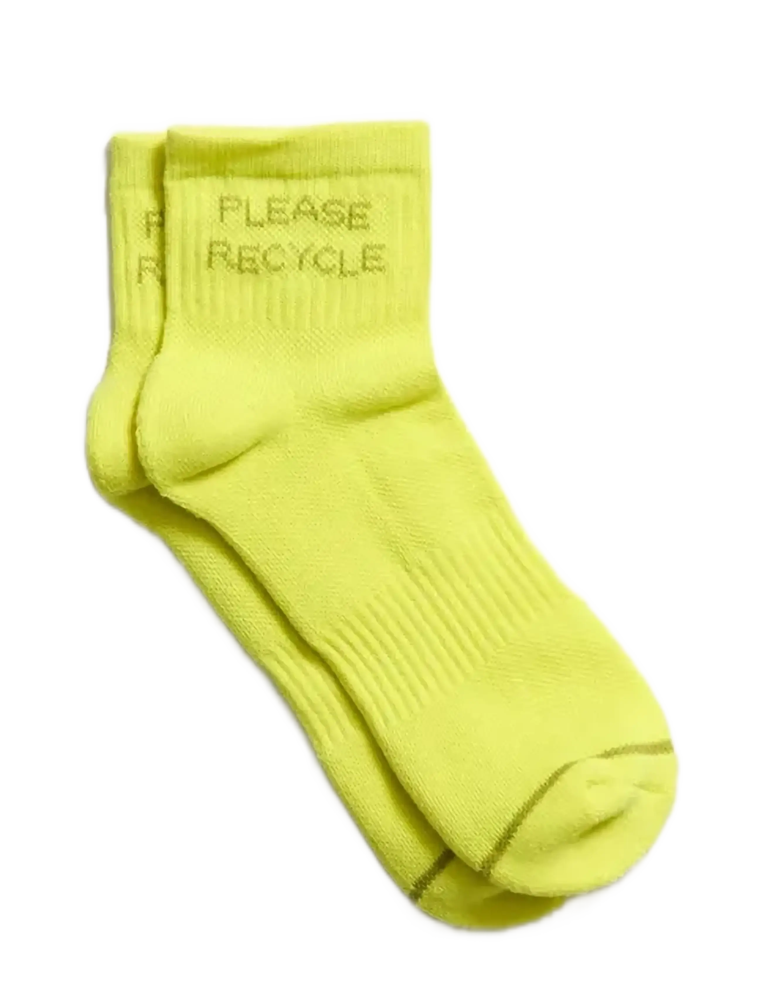 Girlfriend Collective Please Recycle Quarter Crew Sock - Girlfriend Collective - NEON / green