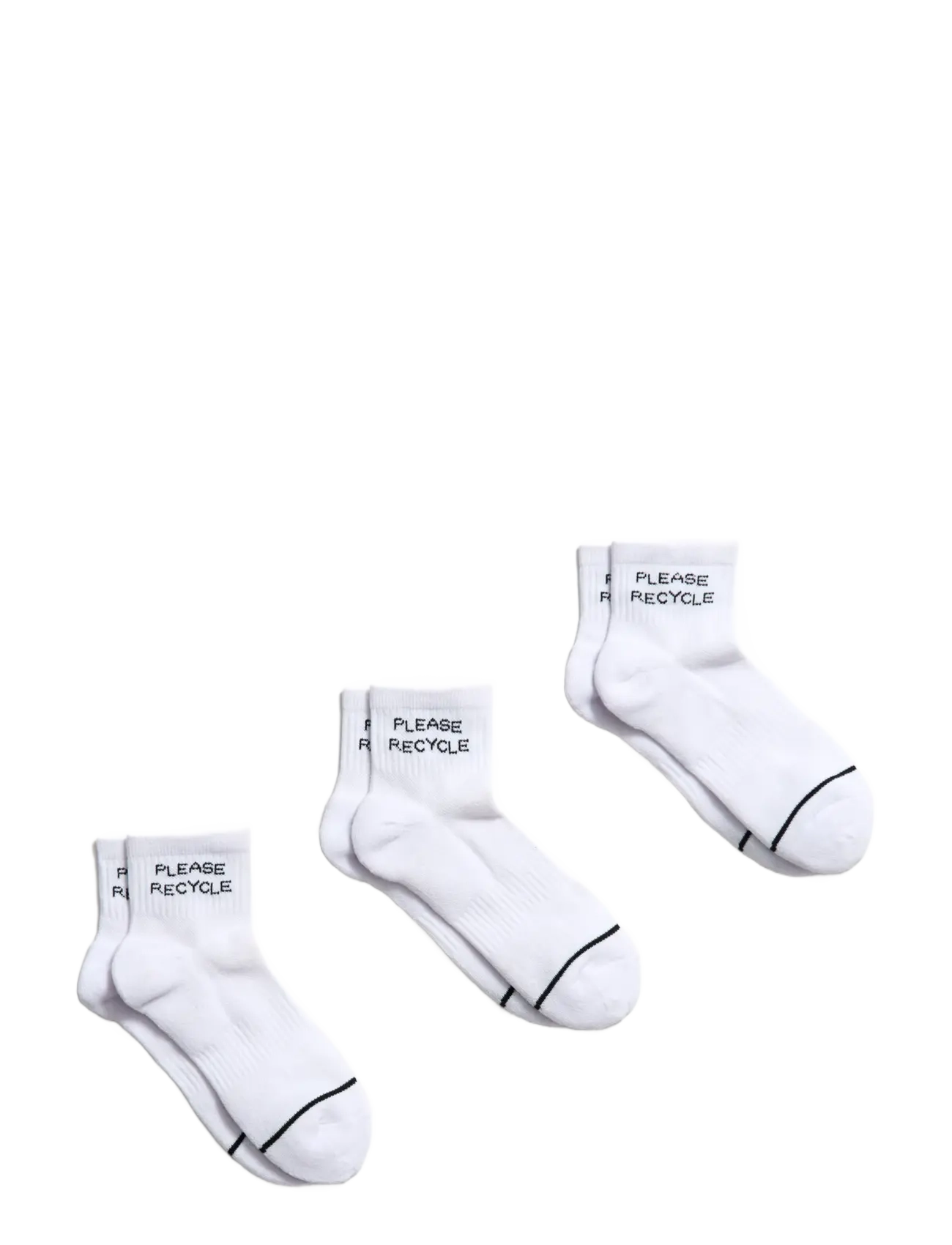 Girlfriend Collective Please Recycle Quarter Crew Sock - Undertøj - WHITE / white