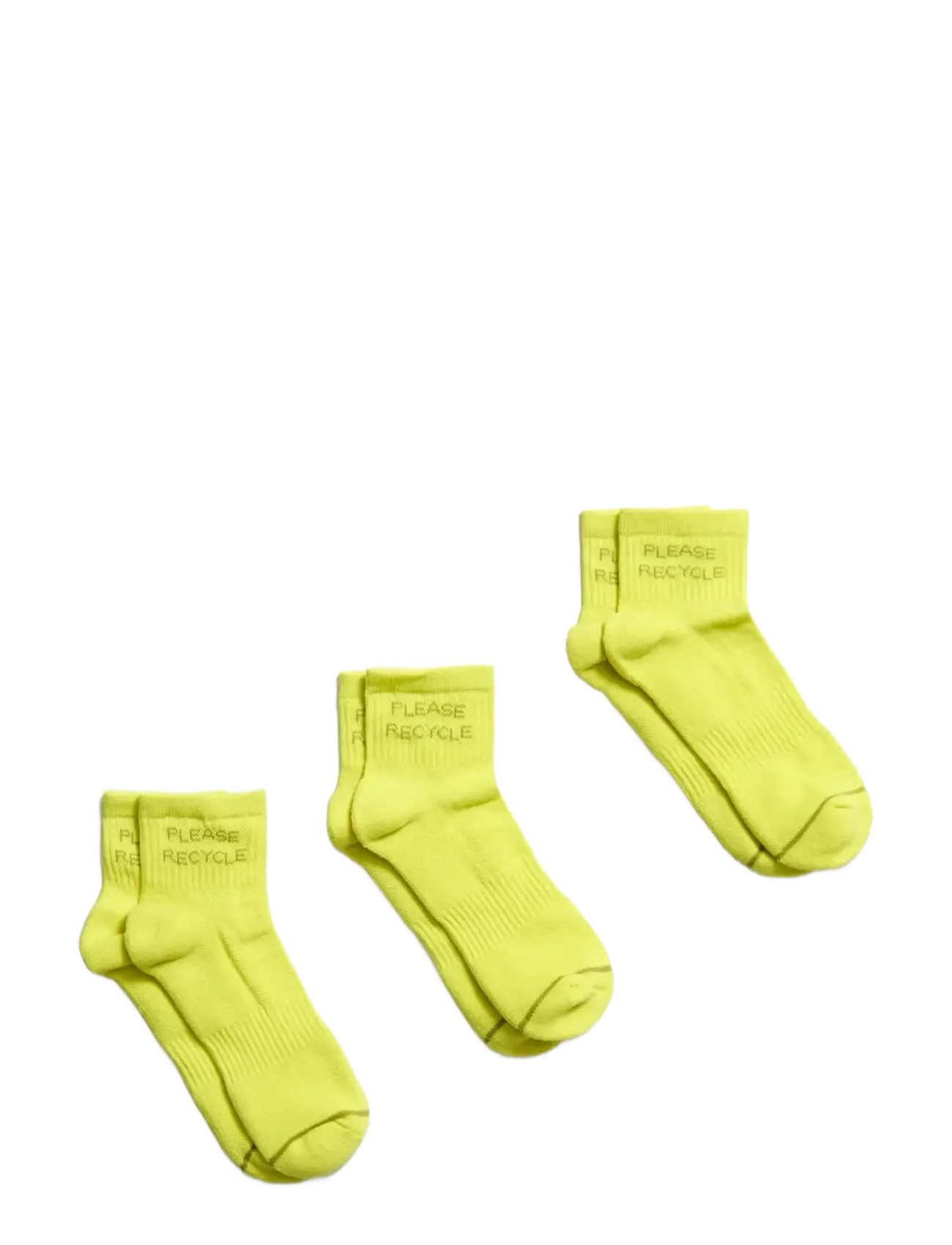 Girlfriend Collective 3-Pack Please Recycle Quarter Crew Sock - Strømper - NEON / green