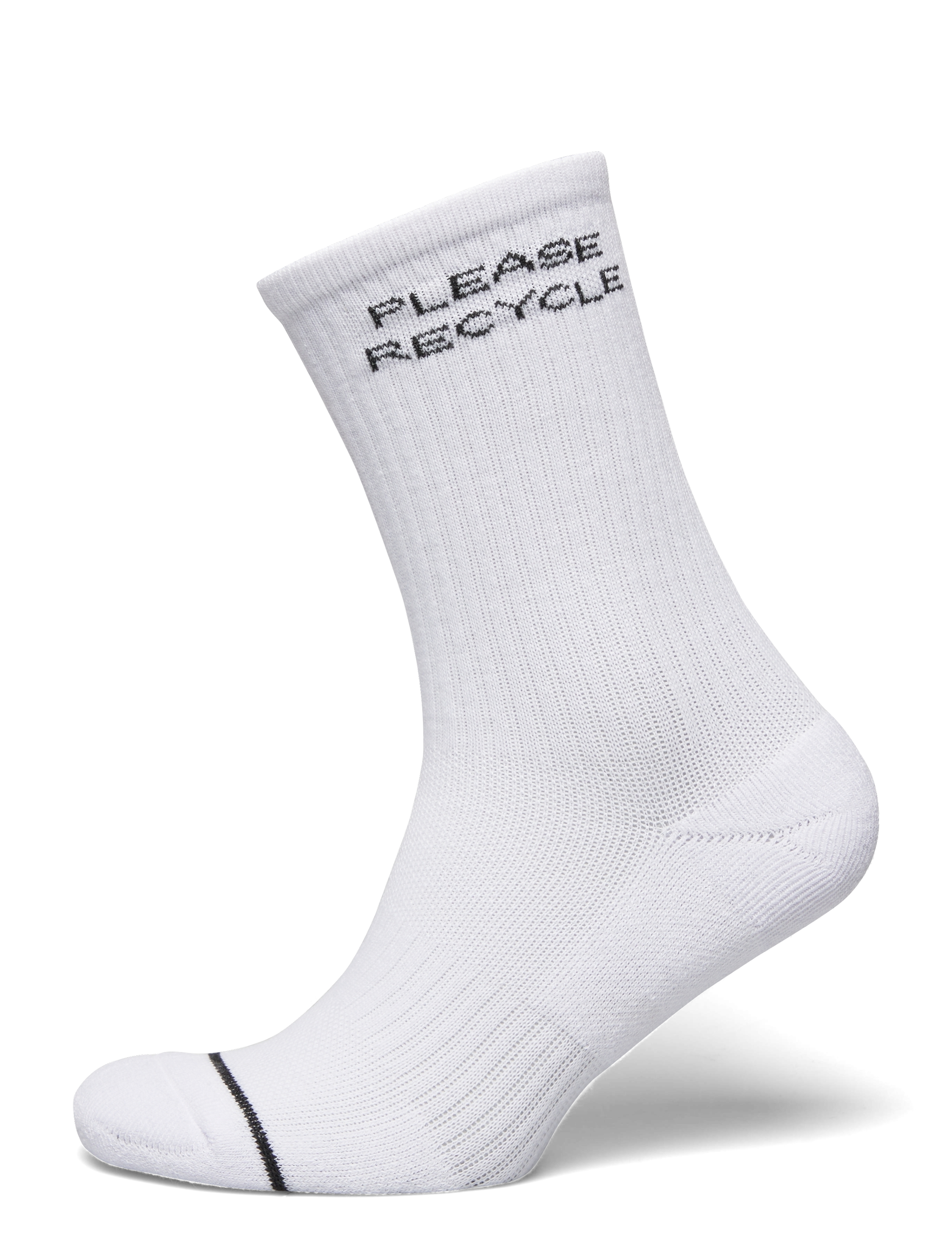 Girlfriend Collective Please Recycle Crew Sock - Strømper - WHITE / white