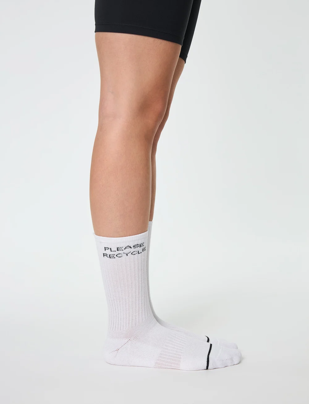 Girlfriend Collective - Please Recycle Crew Sock - riided - white - 3