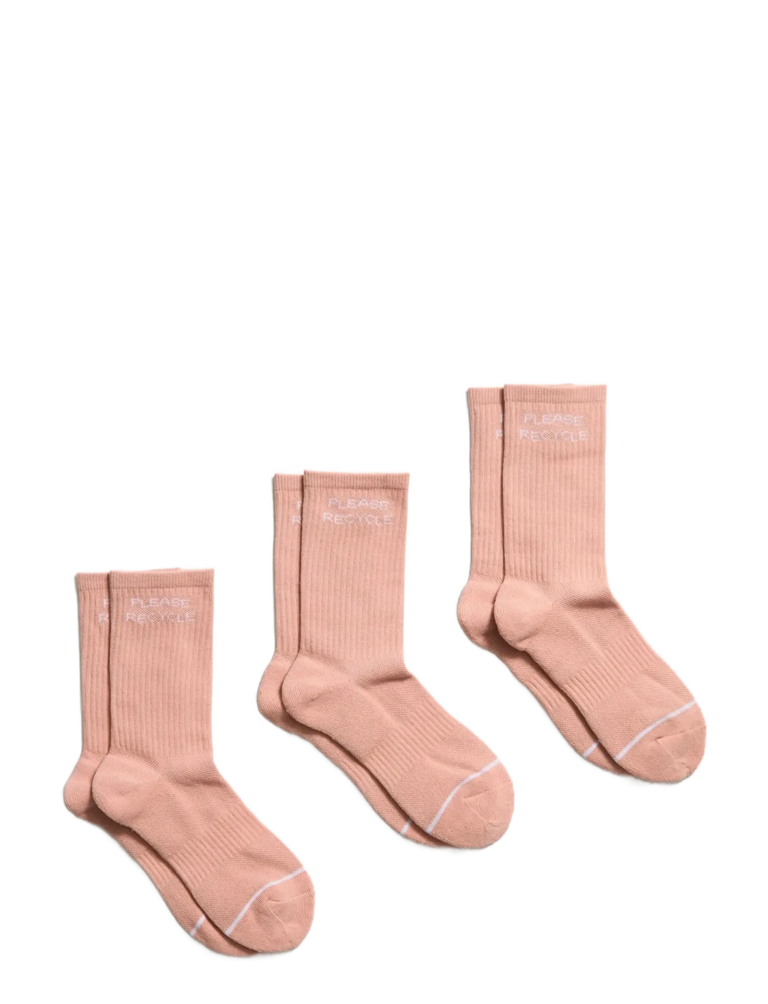Girlfriend Collective 3-Pack Please Recycle Crew Sock - Strømper - MISTY ROSE / pink/rose