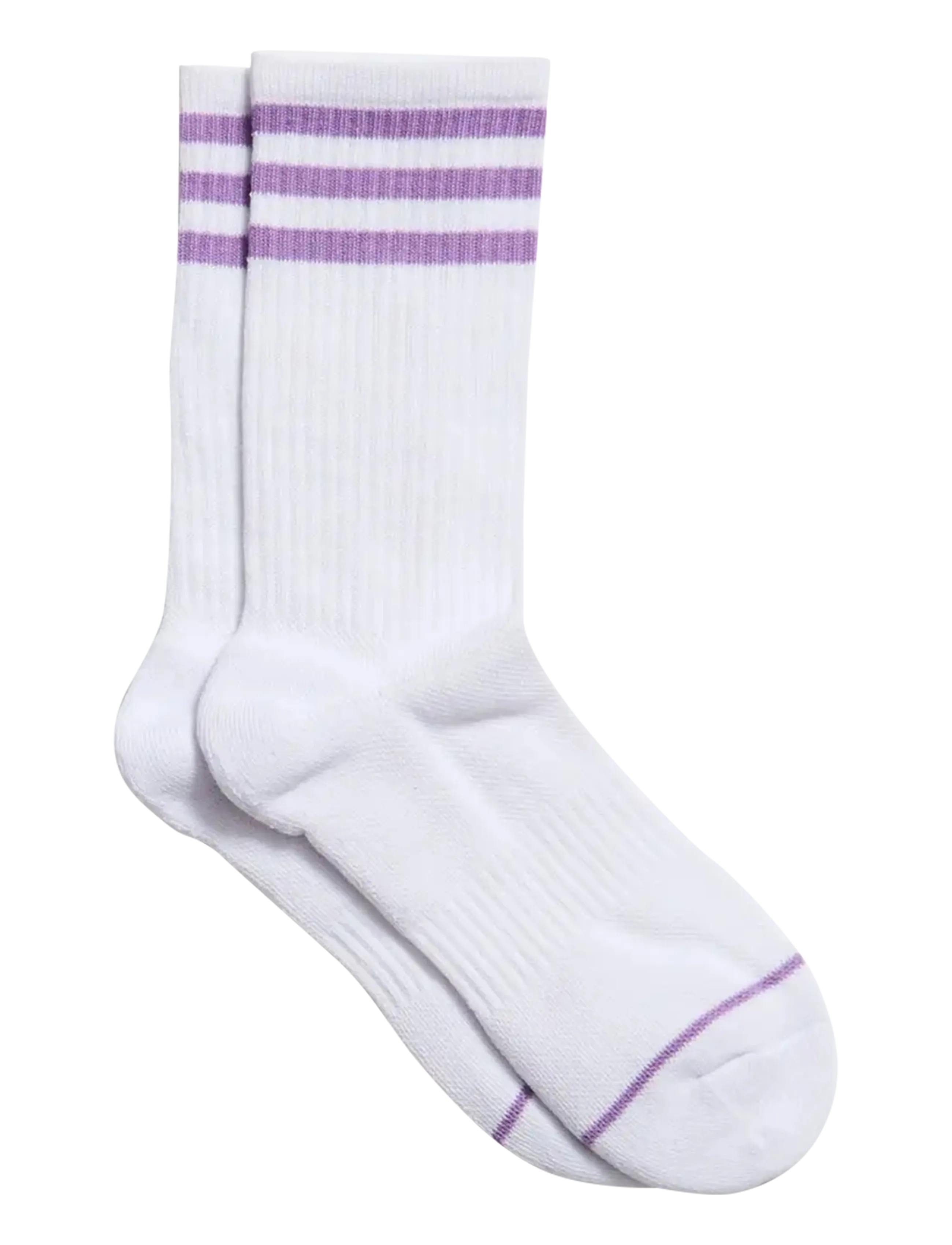 Girlfriend Collective Crew Sock, Striped - Sokid - VIOLET / white
