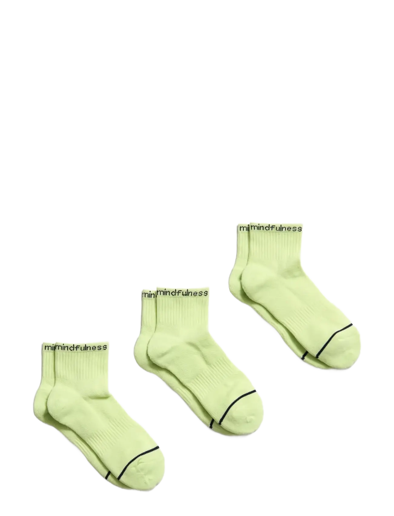 Girlfriend Collective 3-Pack Mindfulness Quarter Crew Sock - Sokid - GLOW / green