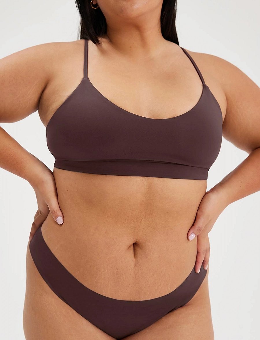 Girlfriend Collective - V-Neck Bralette - bralette - espresso - 0