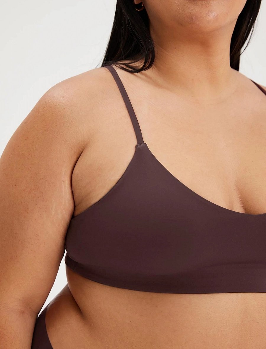 Girlfriend Collective - V-Neck Bralette - bralette - espresso - 3