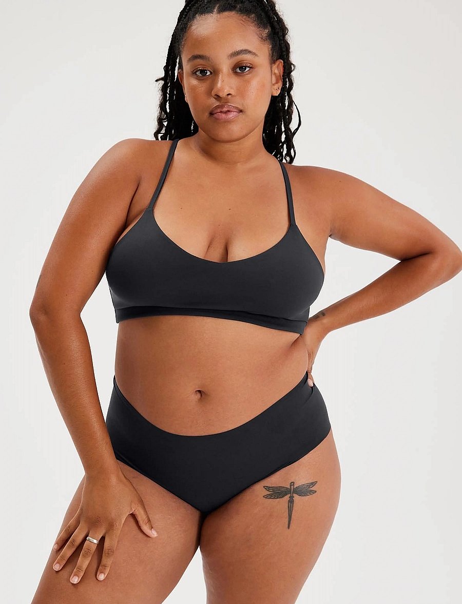 Girlfriend Collective - V-Neck Bralette - bralette - raven - 0