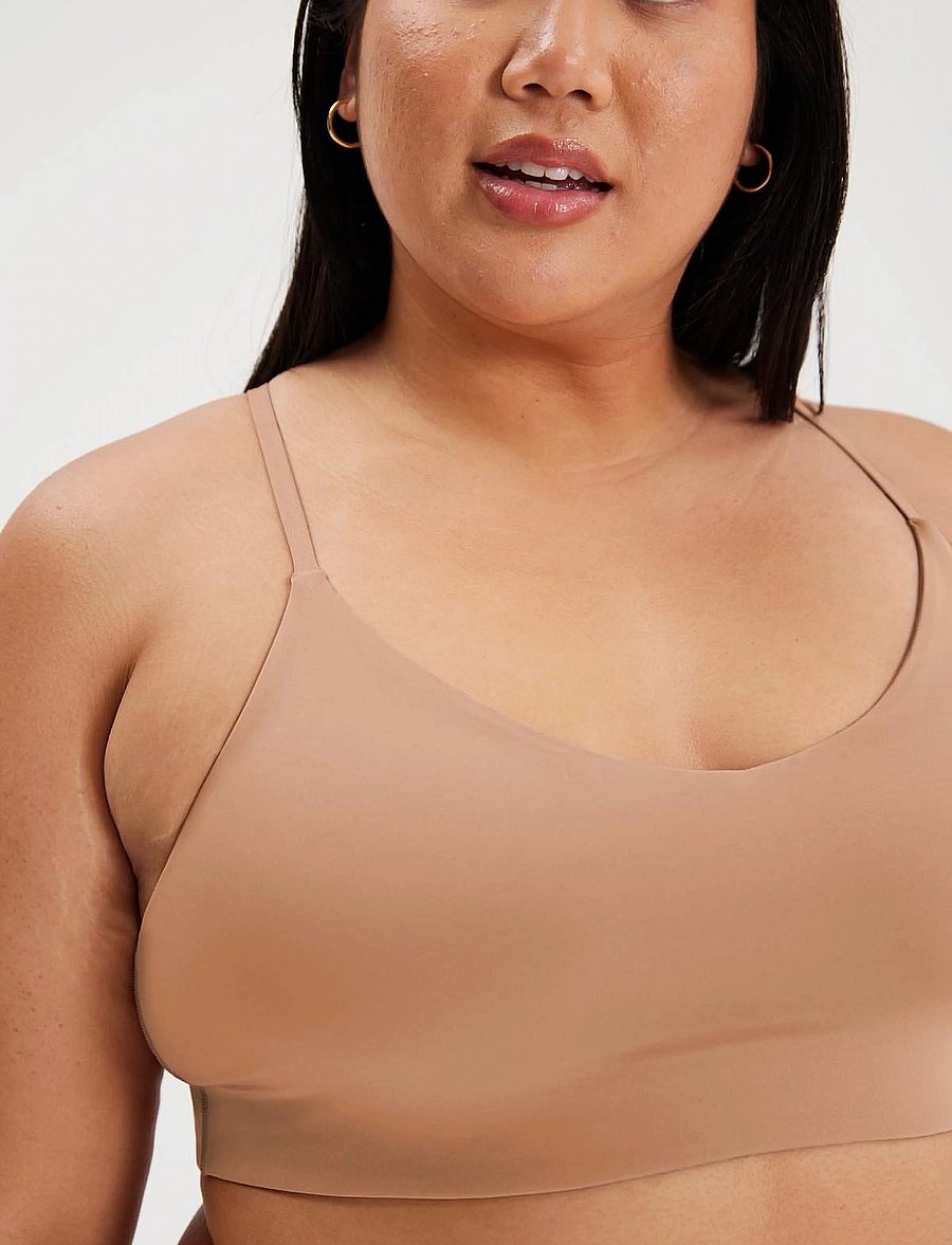 Girlfriend Collective - V-Neck Bralette - bralette - toast - 0