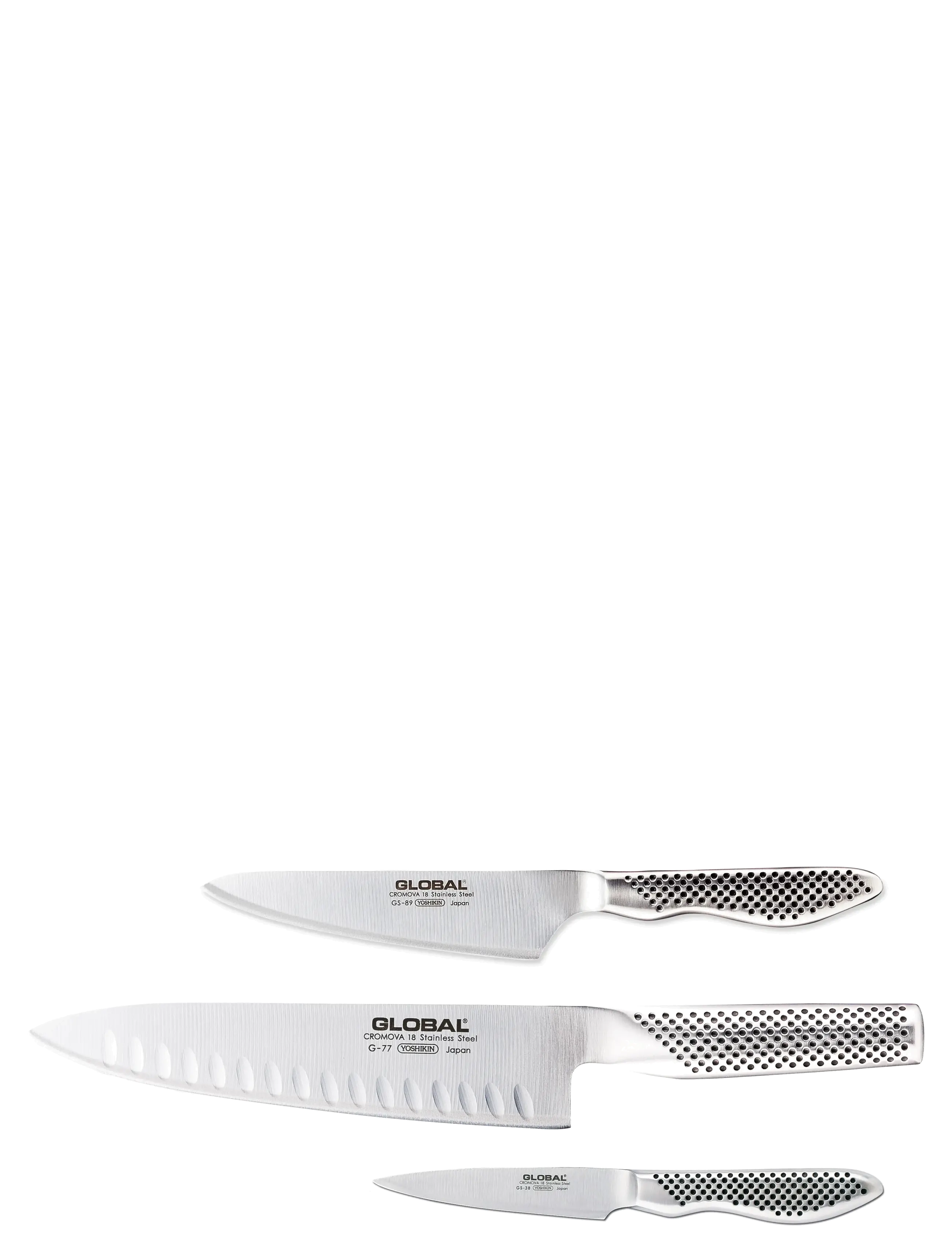 GLOBAL Knivsæt I 3 Dele G-77, Gs-38 & Gs-89, Knife Sæt, Sølv, Str: ONE SIZE