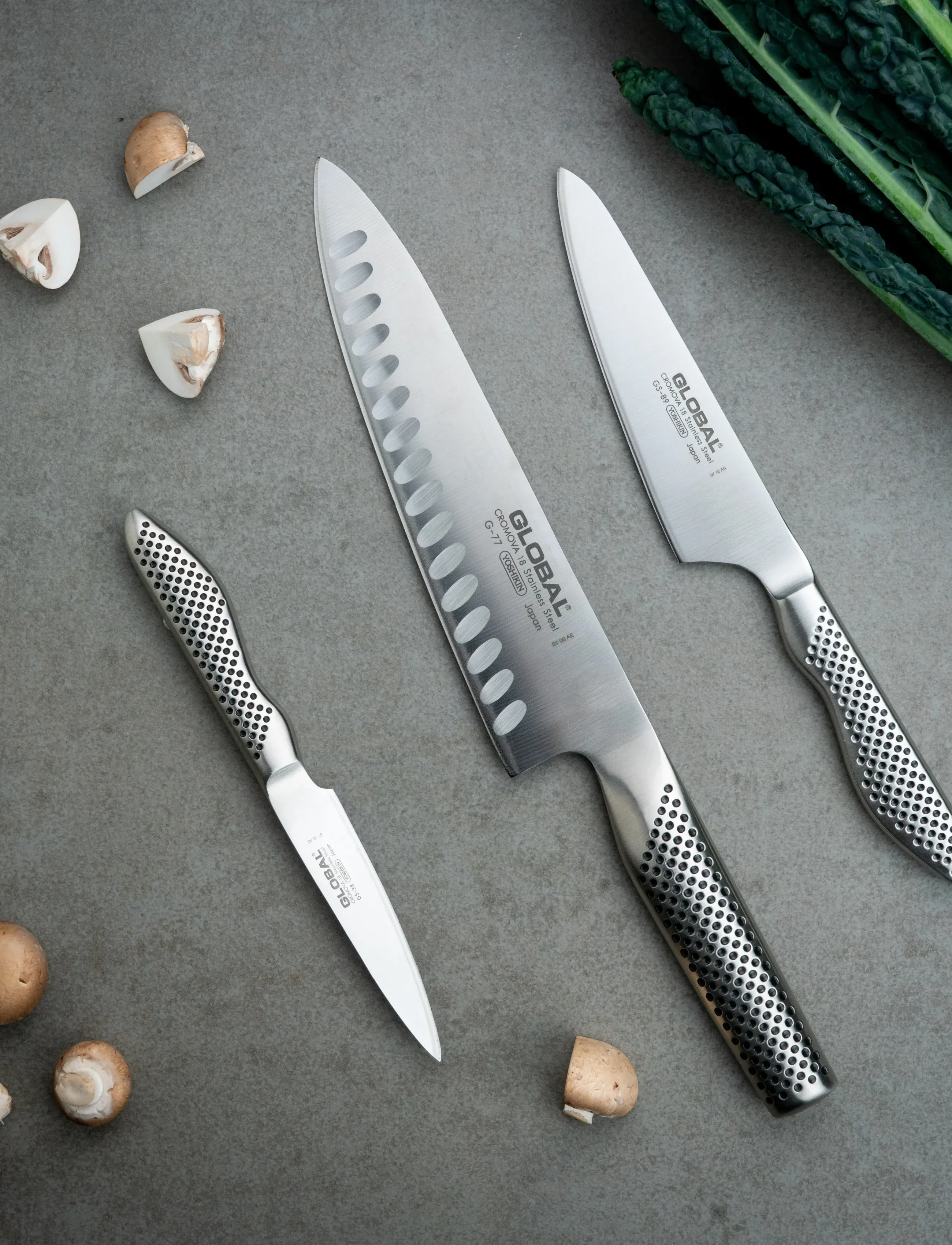 GLOBAL Knivsæt I 3 Dele G-77, Gs-38 & Gs-89, One Size, Silver, Knive Og Tilbehør > Knivsæt, Unisex