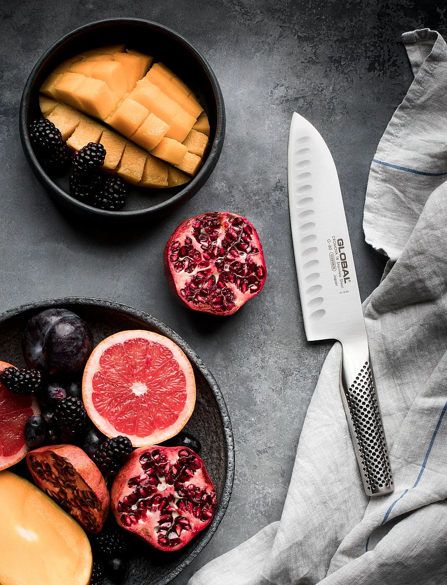 GLOBAL - Santoku fluted 18 cm - santoku naži - staineless steel - 0