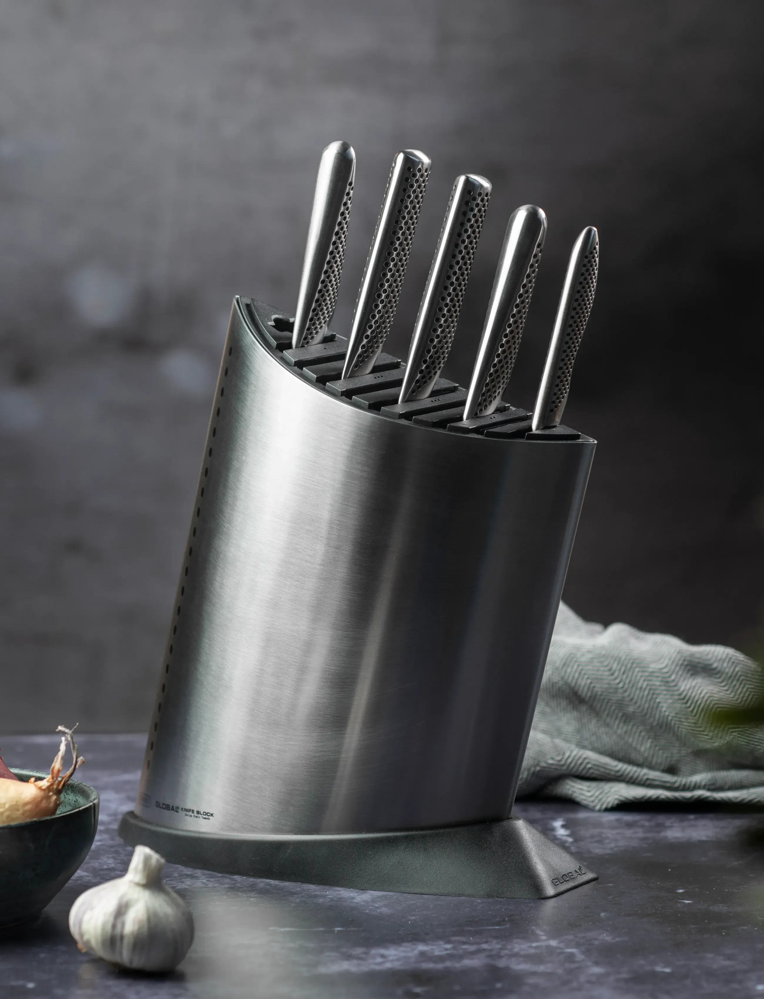 GLOBAL Knivblok Rfr 9+1, 29 cm, Silver, Knive Og Tilbehør > Knivblokke, Unisex
