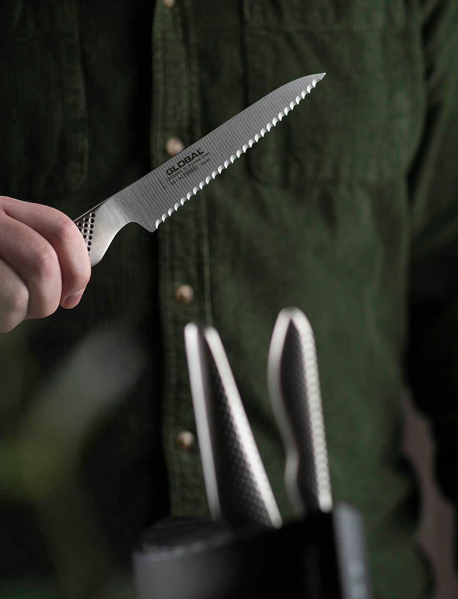 GLOBAL - Utility knife, scalloped, 15 cm - köögiviljanoad - staineless steel - 0