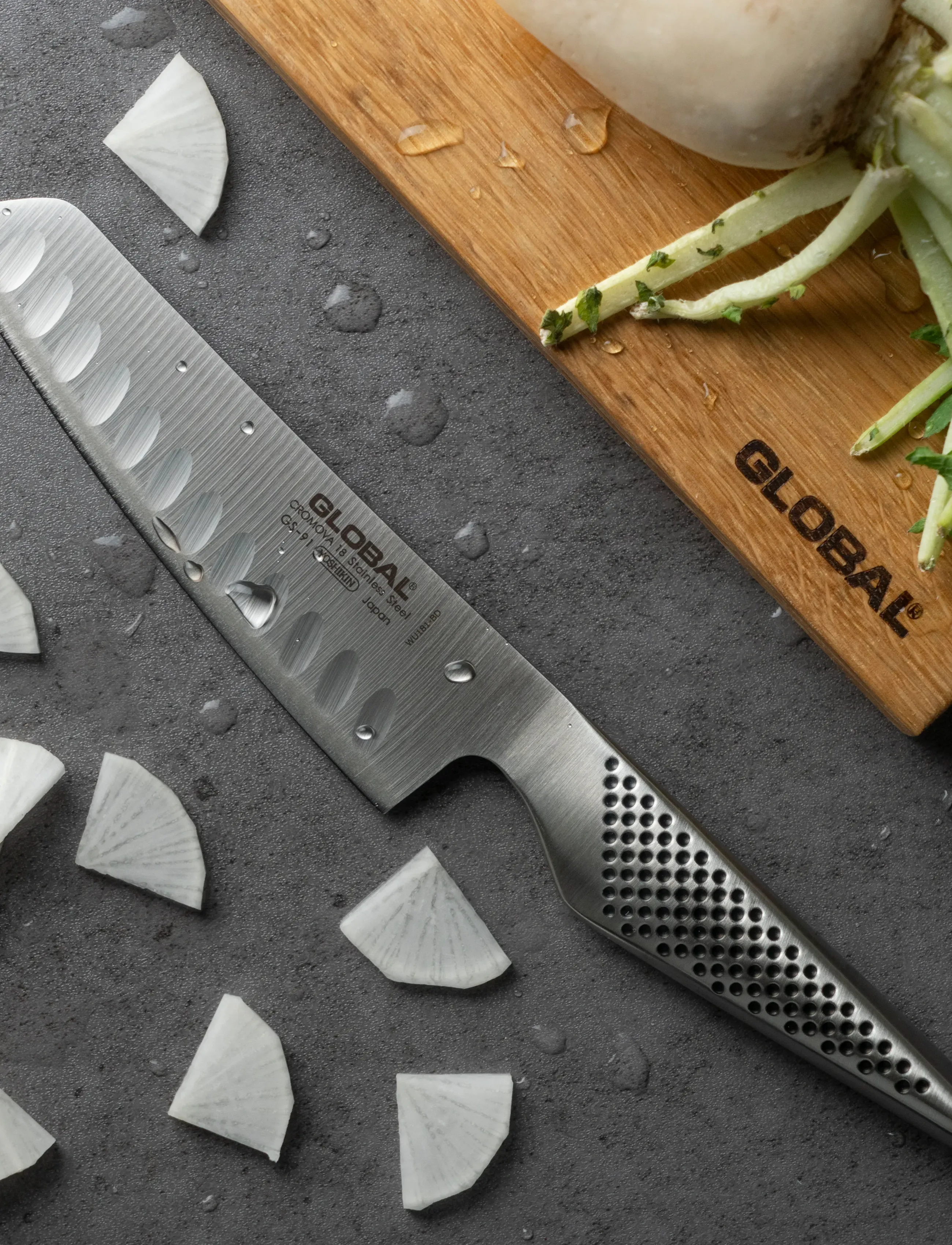 GLOBAL - Vegetable chopper olive-polished 14 cm - köögiviljanoad - staineless steel - 0