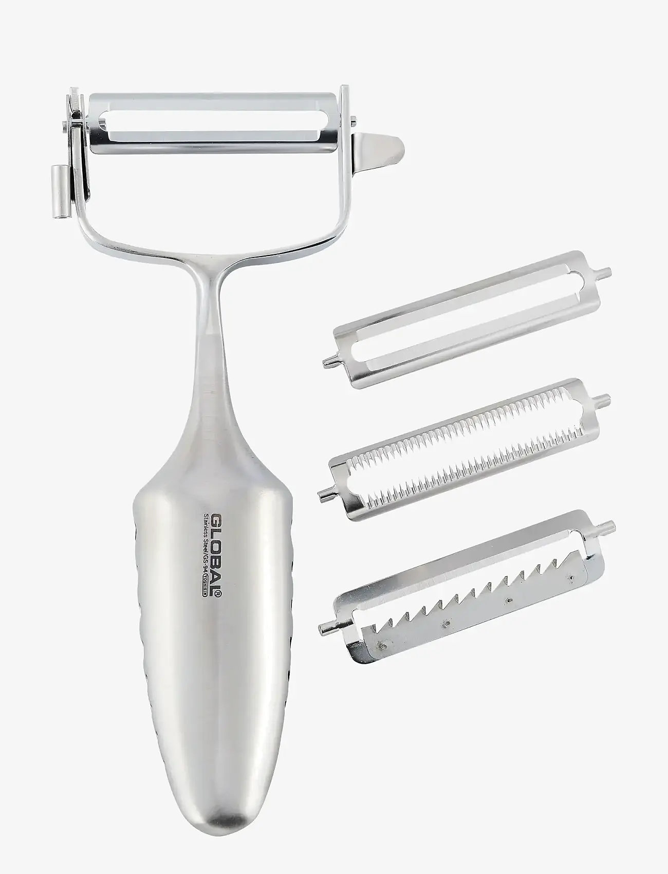 GLOBAL - 3 way peeler, 18-10 S/S (Plain, Serrated, Julienne) - koorimisnoad - staineless steel - 0