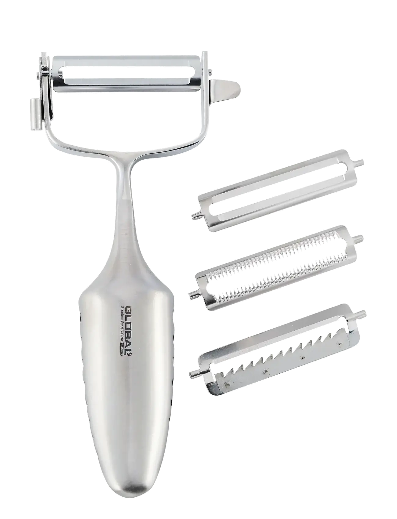 3 way peeler, 18-10 S/S (Plain, Serrated, Julienne) - STAINELESS STEEL