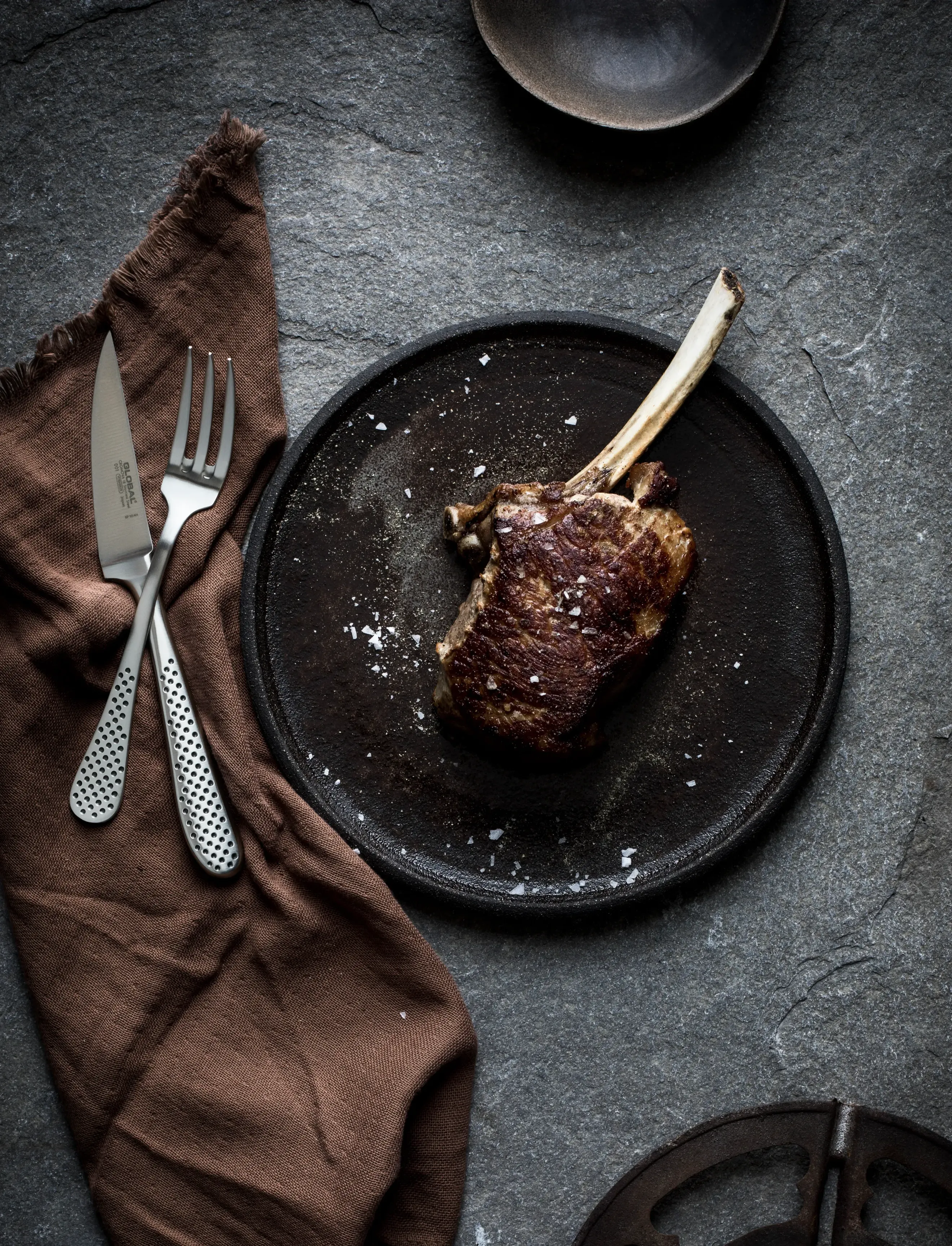 GLOBAL Steakkniv & Gaffel Sæt, One Size, Silver, Bestik > Bestiksæt, Unisex