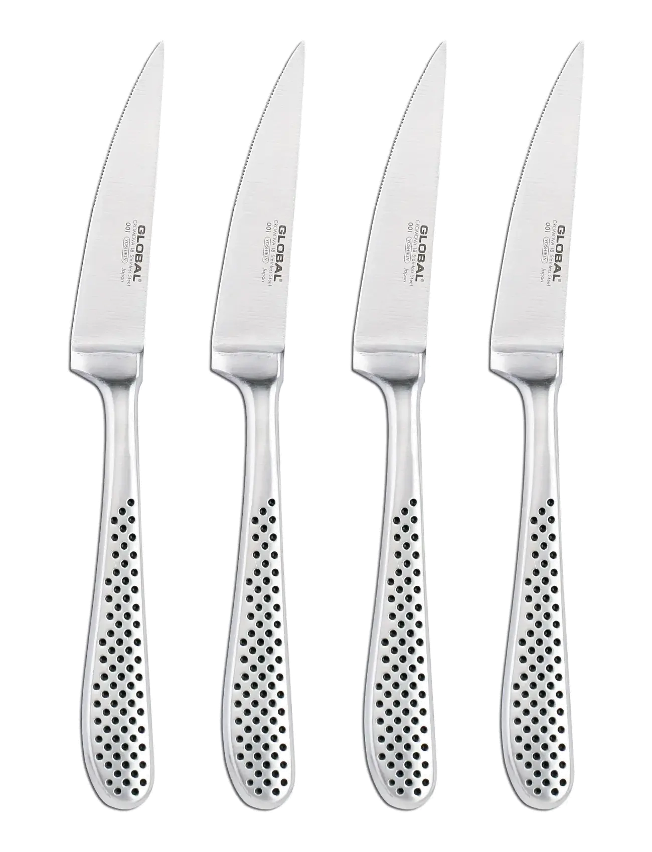 GLOBAL Stekkniv Smedet 4-Dele Sæt, Knife Sæt, Sølv, Str: 28.6 CM
