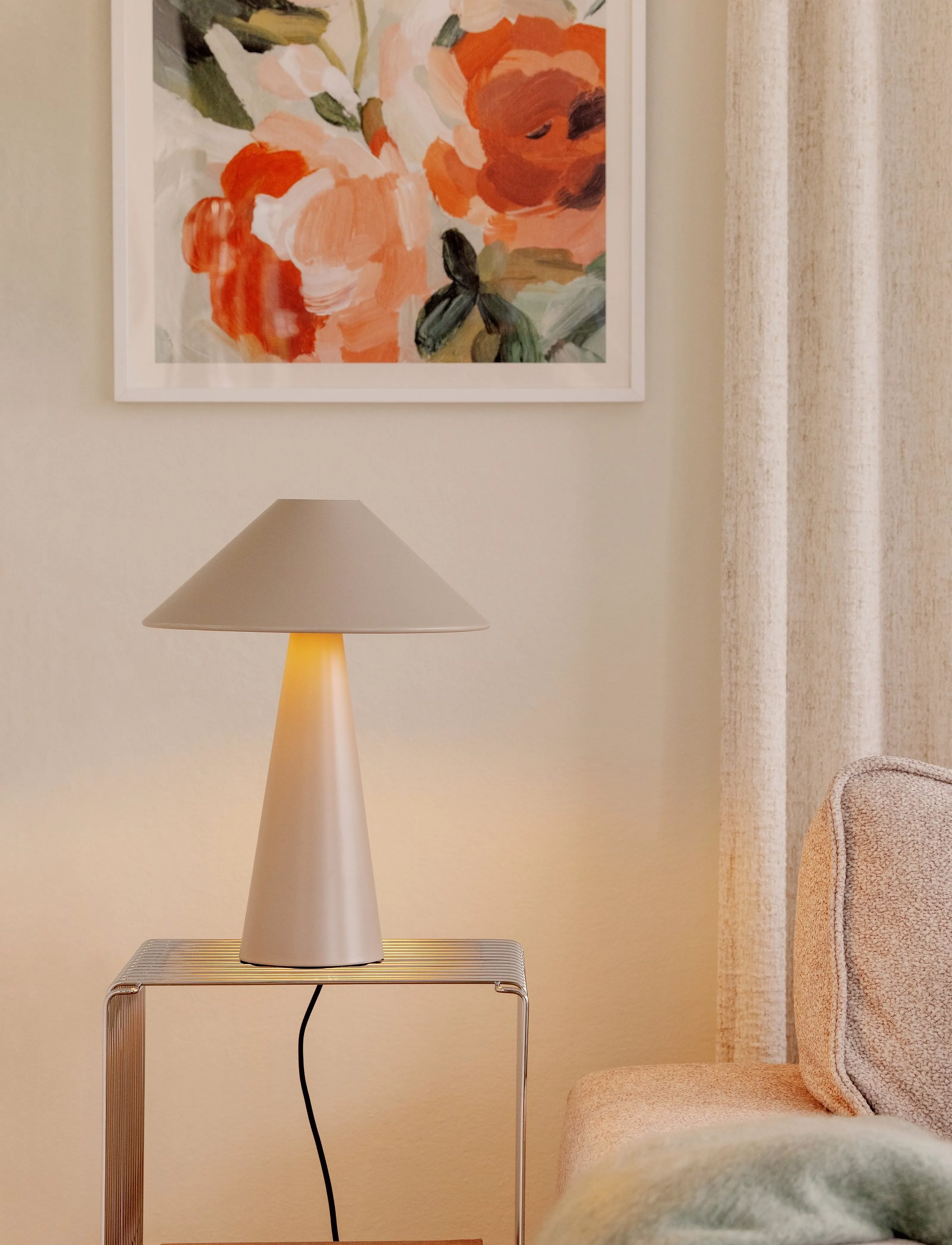 Globen Lighting Bordlampe Cannes, One Size, Beige, Lamper > Bordlamper, Unisex