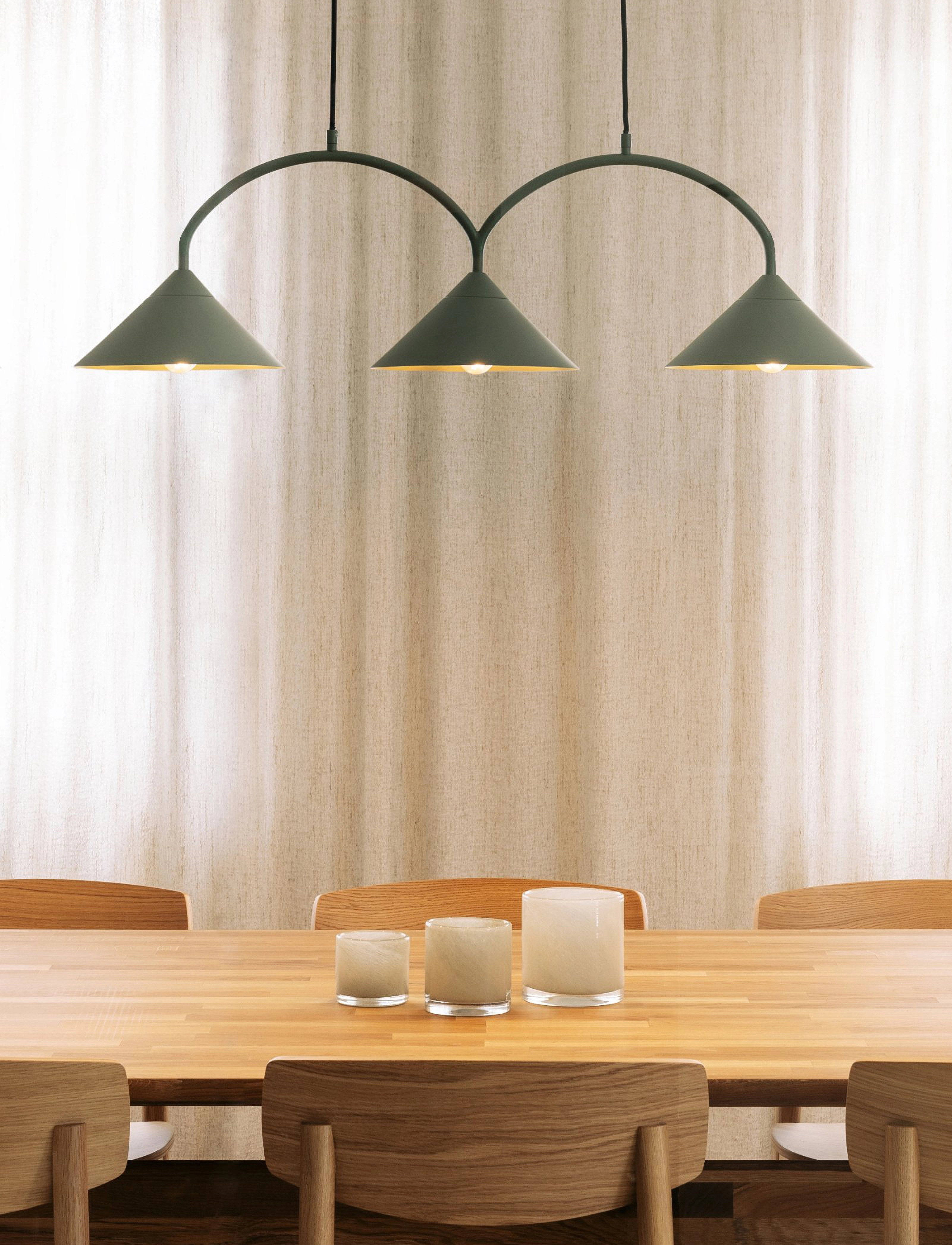 Globen Lighting Pendellampe Curve 3, 30X95 cm, Ceiling Lamps, Grün - Pendant Homeware