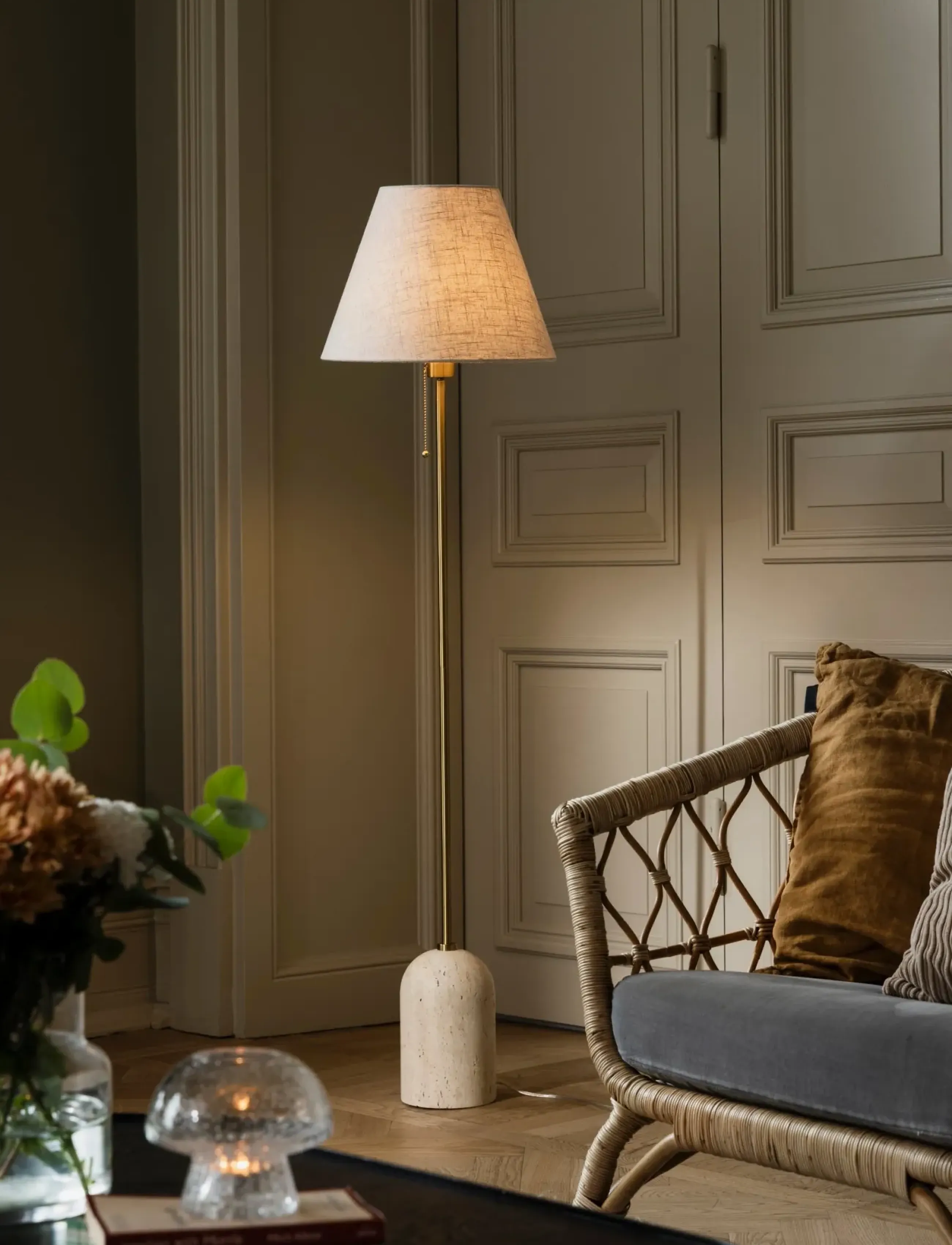 Globen Lighting Floor Lamp Gino Beige Travertine, H145 cm, Lamps, - Homeware
