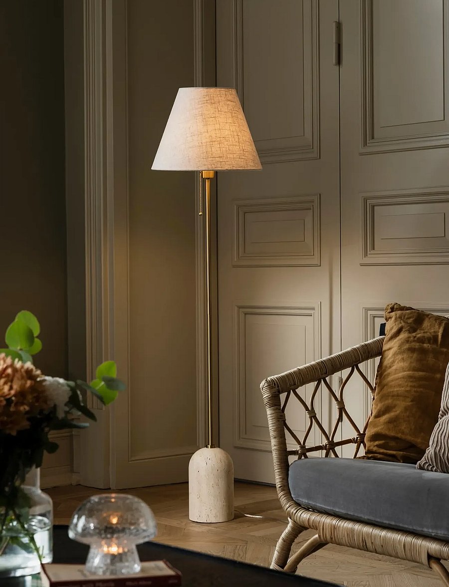 Globen Lighting - Floor lamp Gino Beige travertine - stehlampen - beige travertine - 0