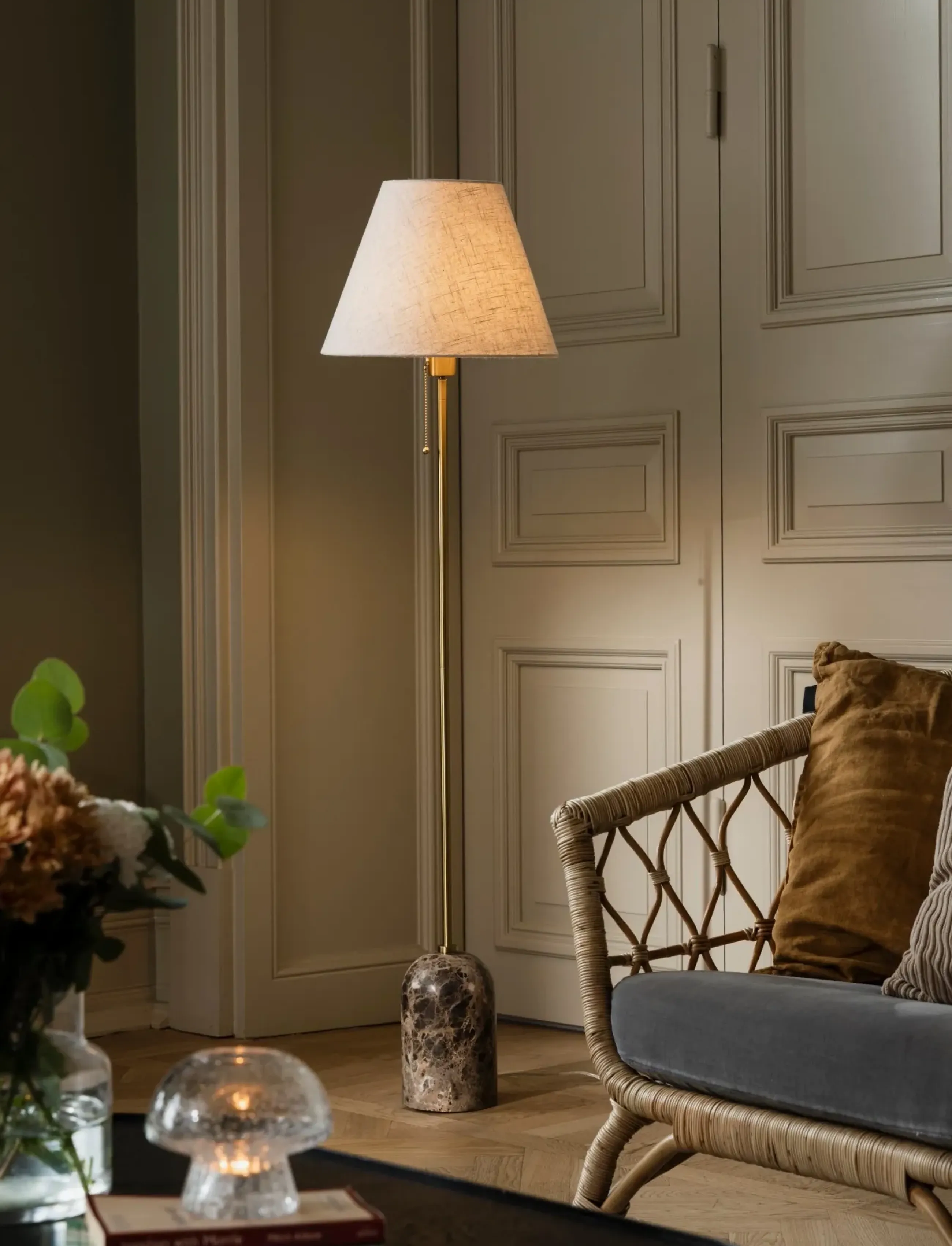 Globen Lighting Floor Lamp Gino Brown Marble, H145 cm, Lamps, Braun - Homeware