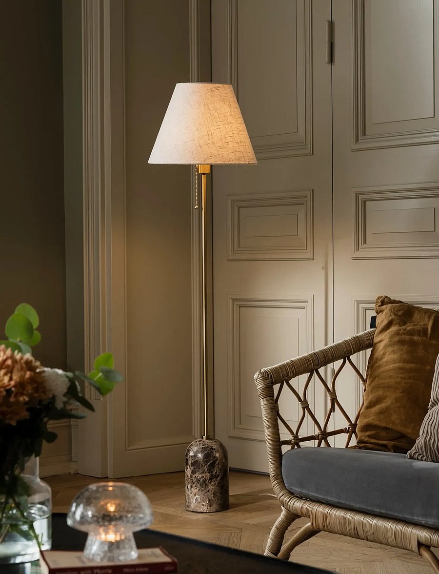 Globen Lighting - Floor lamp Gino Brown marble - stehlampen - brown marble - 0