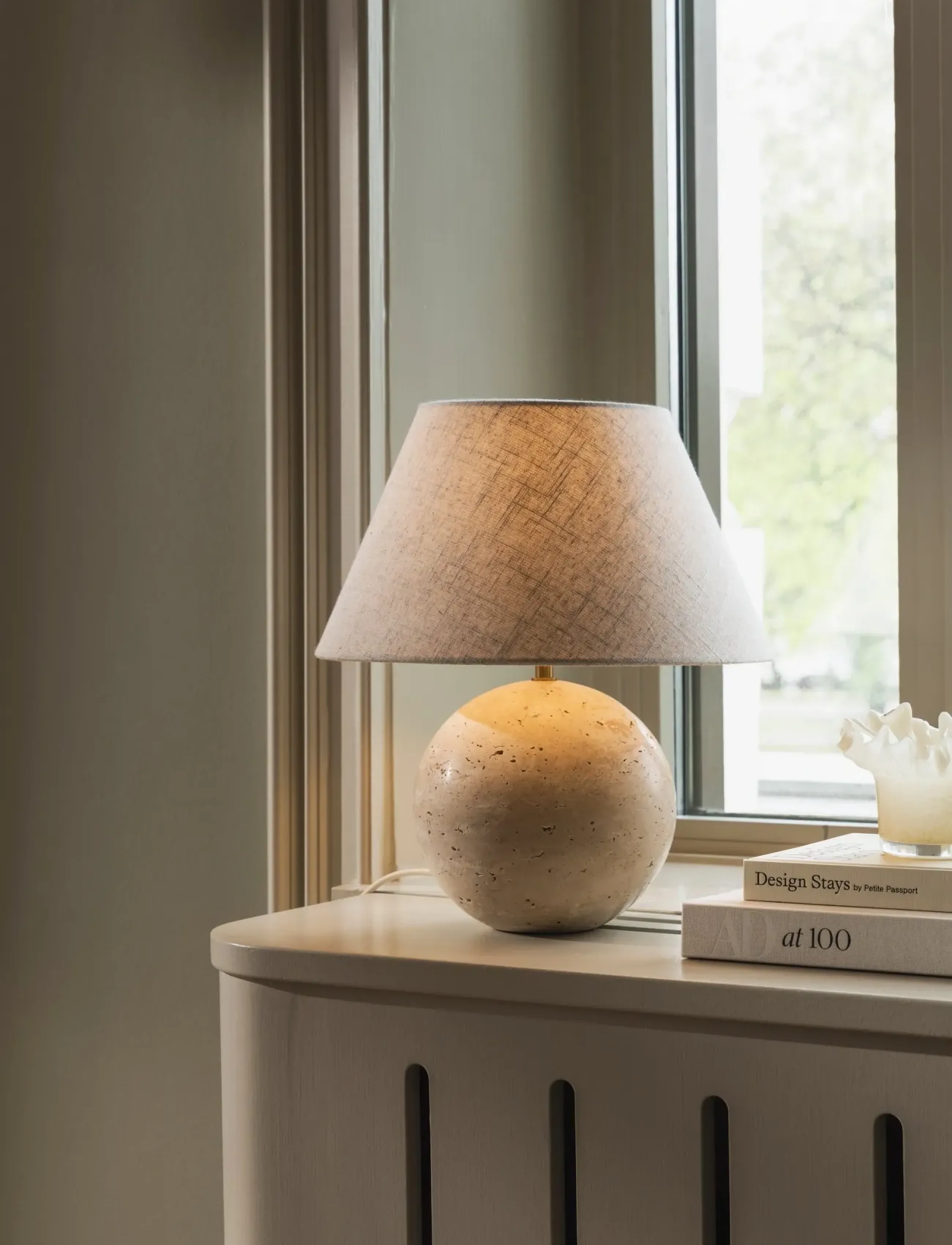 Globen Lighting Table Lamp Castello 35 Beige Travertin, 35X35X38 cm, Lamps, - Homeware