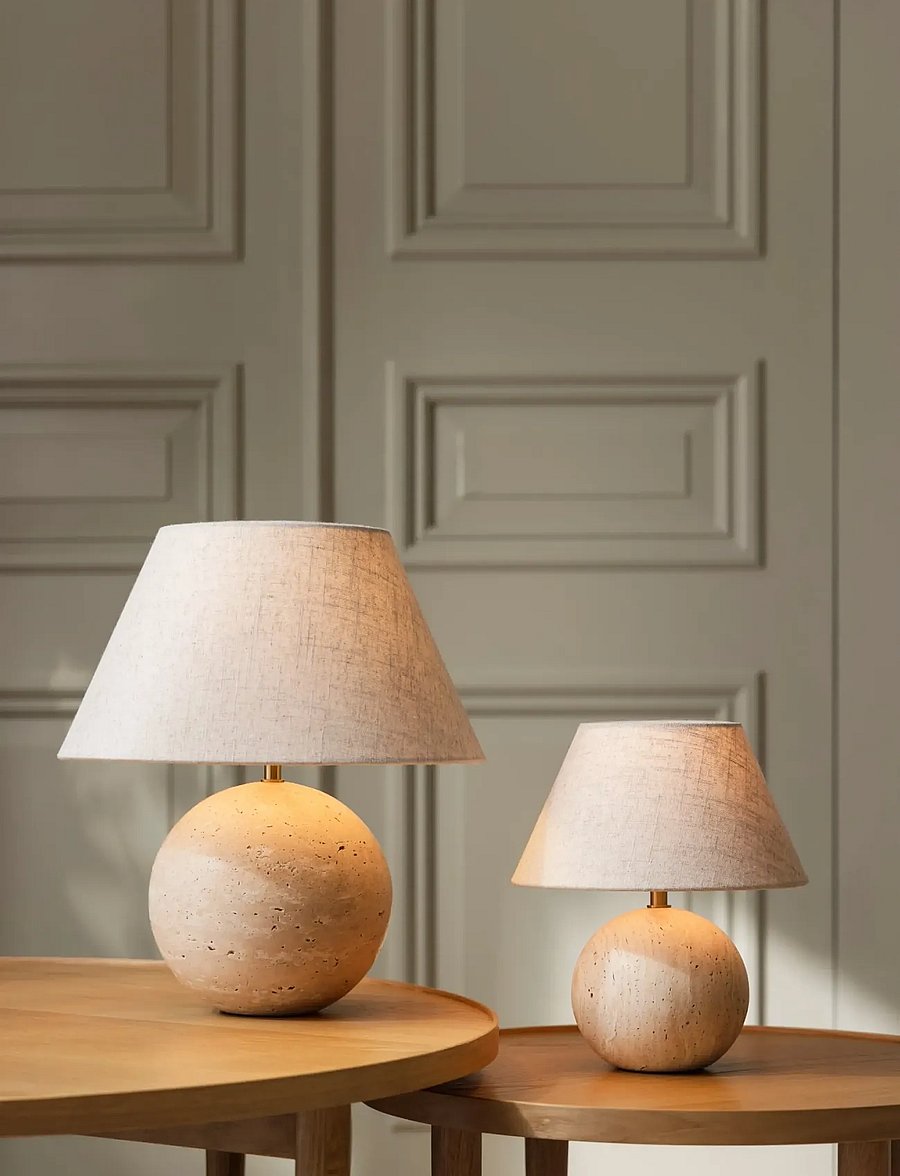 Globen Lighting - Table lamp Castello 35 Beige travertin - schreibtisch- & tischlampen - beige travertin - 3