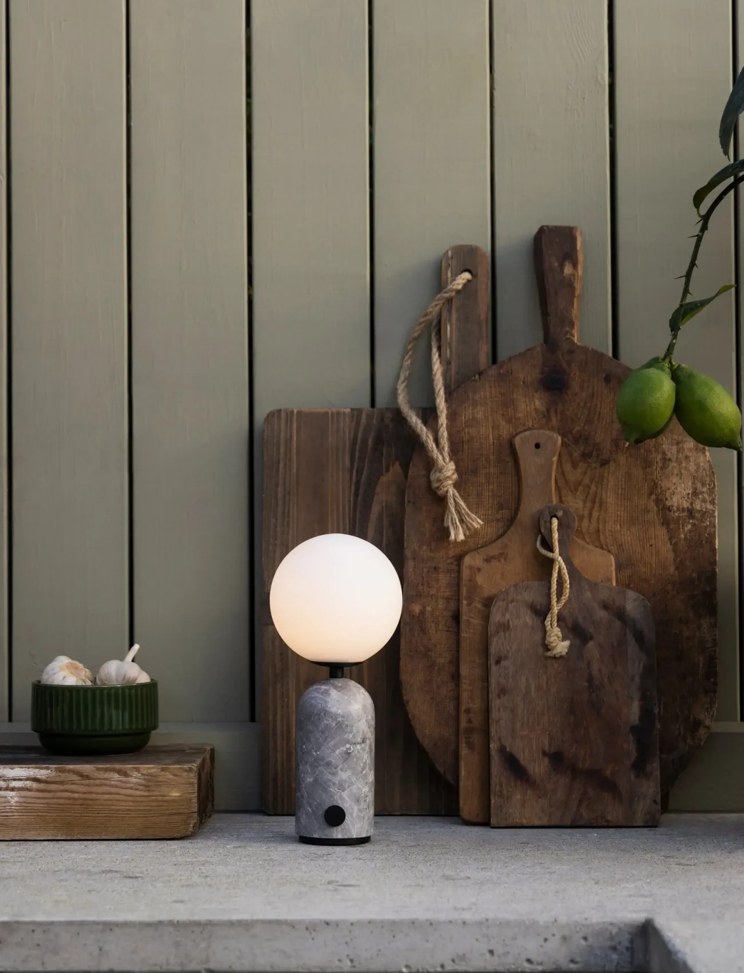 Globen Lighting Portable Table Lamp Torrano Grey Marble, 12X12X28 cm, Grey, Lamper > Bordlamper, Unisex