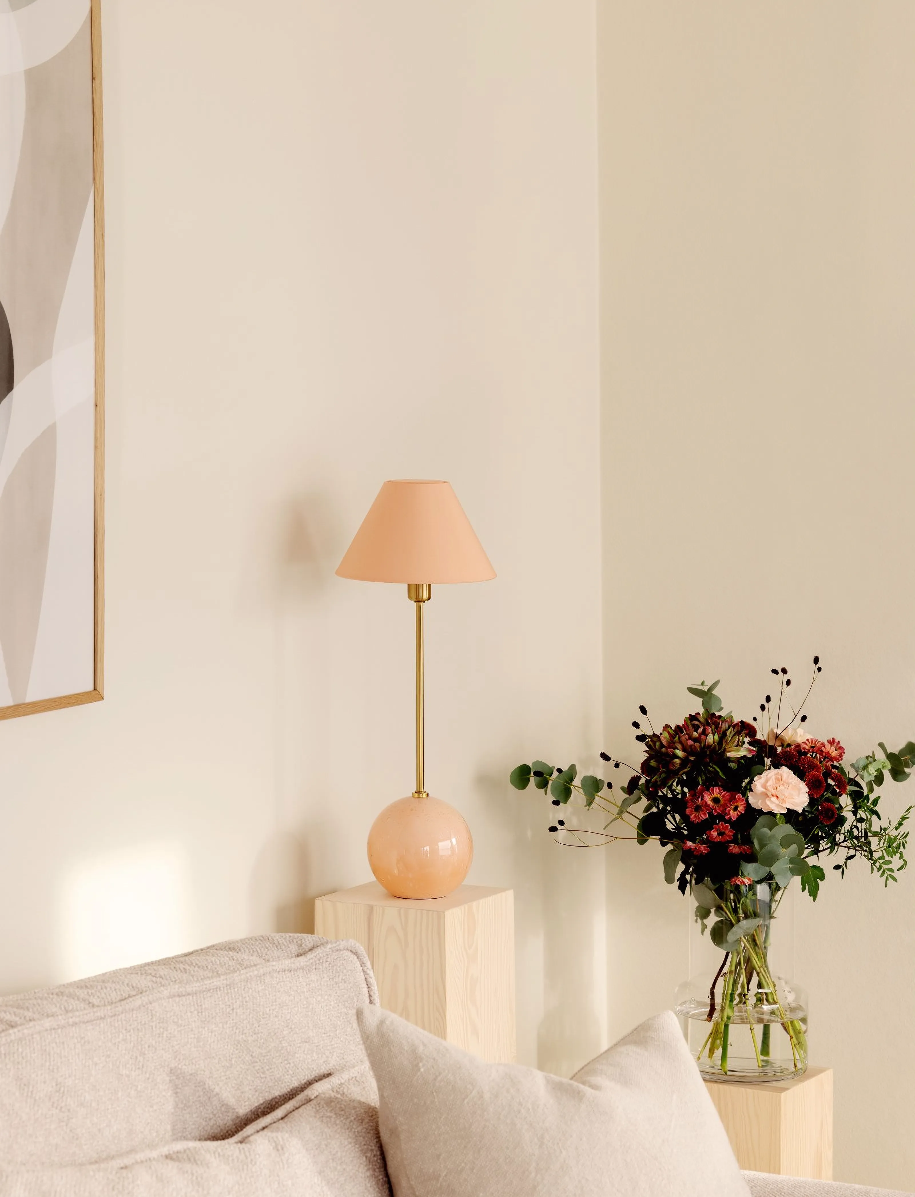 Globen Lighting Table Lamp Iris 20 Cream, H51 cm, Lamps, Rosa - Homeware