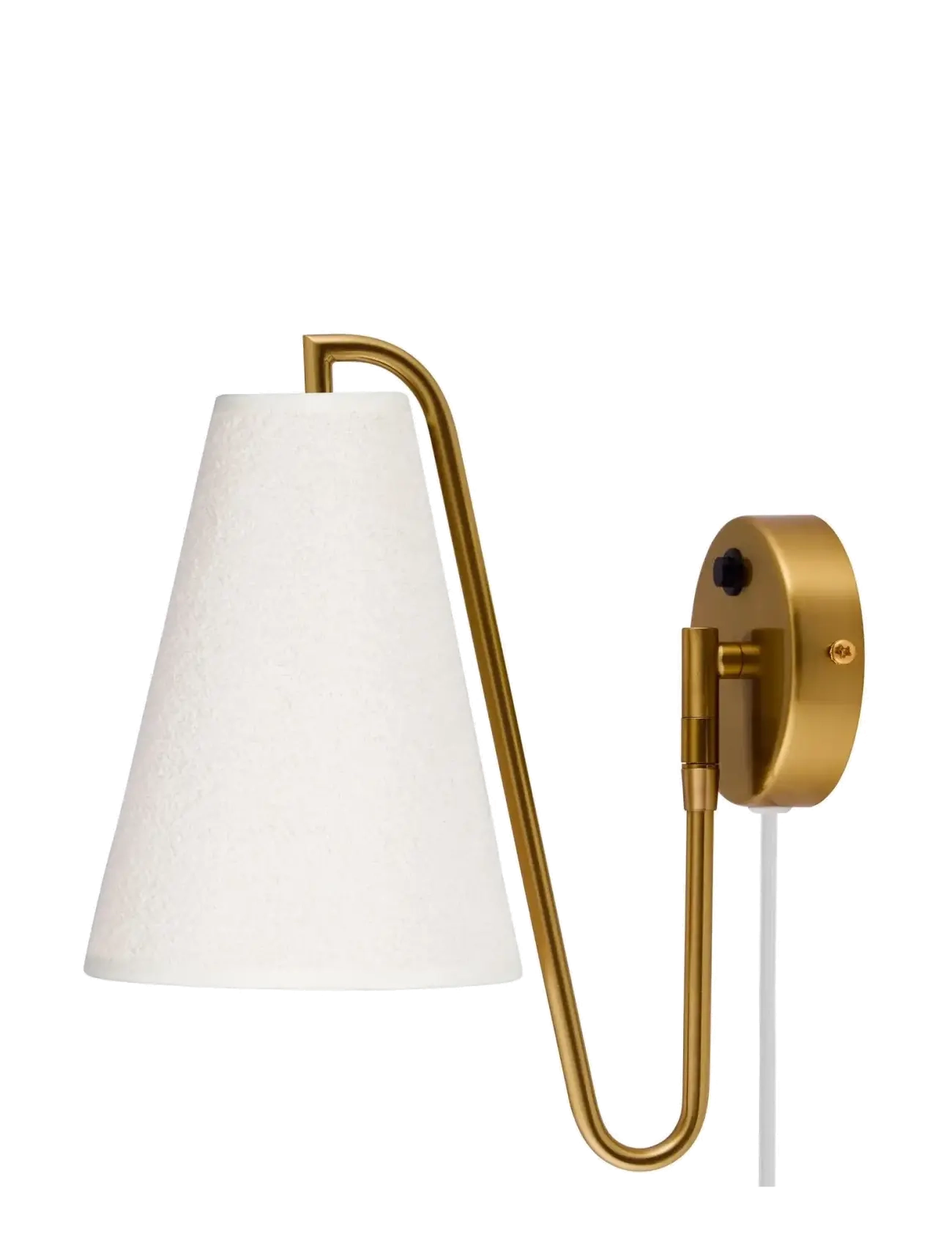 Wall lamp Lou Bouclé - WHITE BOUCLÉ/BRUSHED BRAS