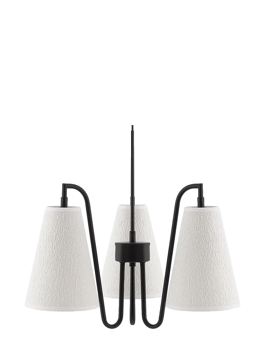 Globen Lighting - Pendant Lou 3 White bouclé/black - pendellampen - white/black - 0